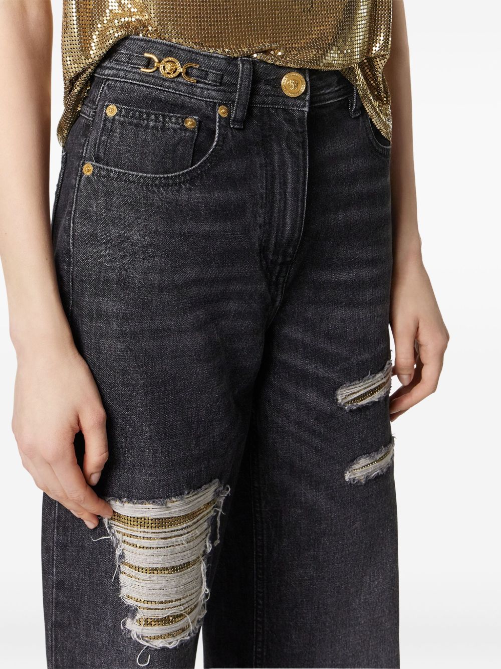 Versace Mesh Metal Regular Fit Jeans Glam Steals
