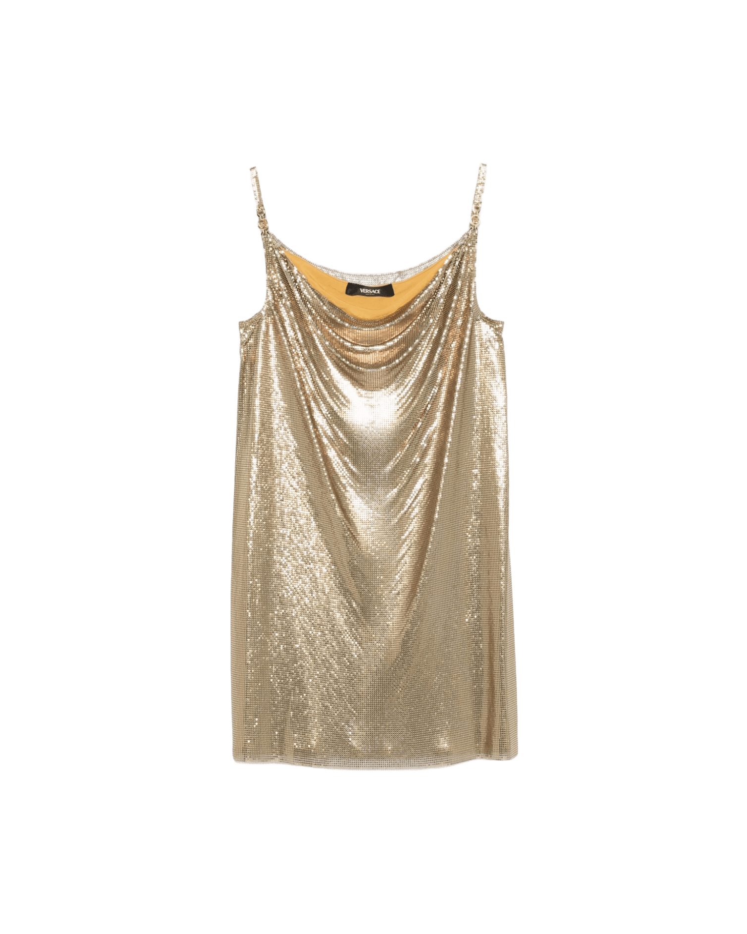 Versace Slip Lined Metallic Mesh Mini Dress Dresses