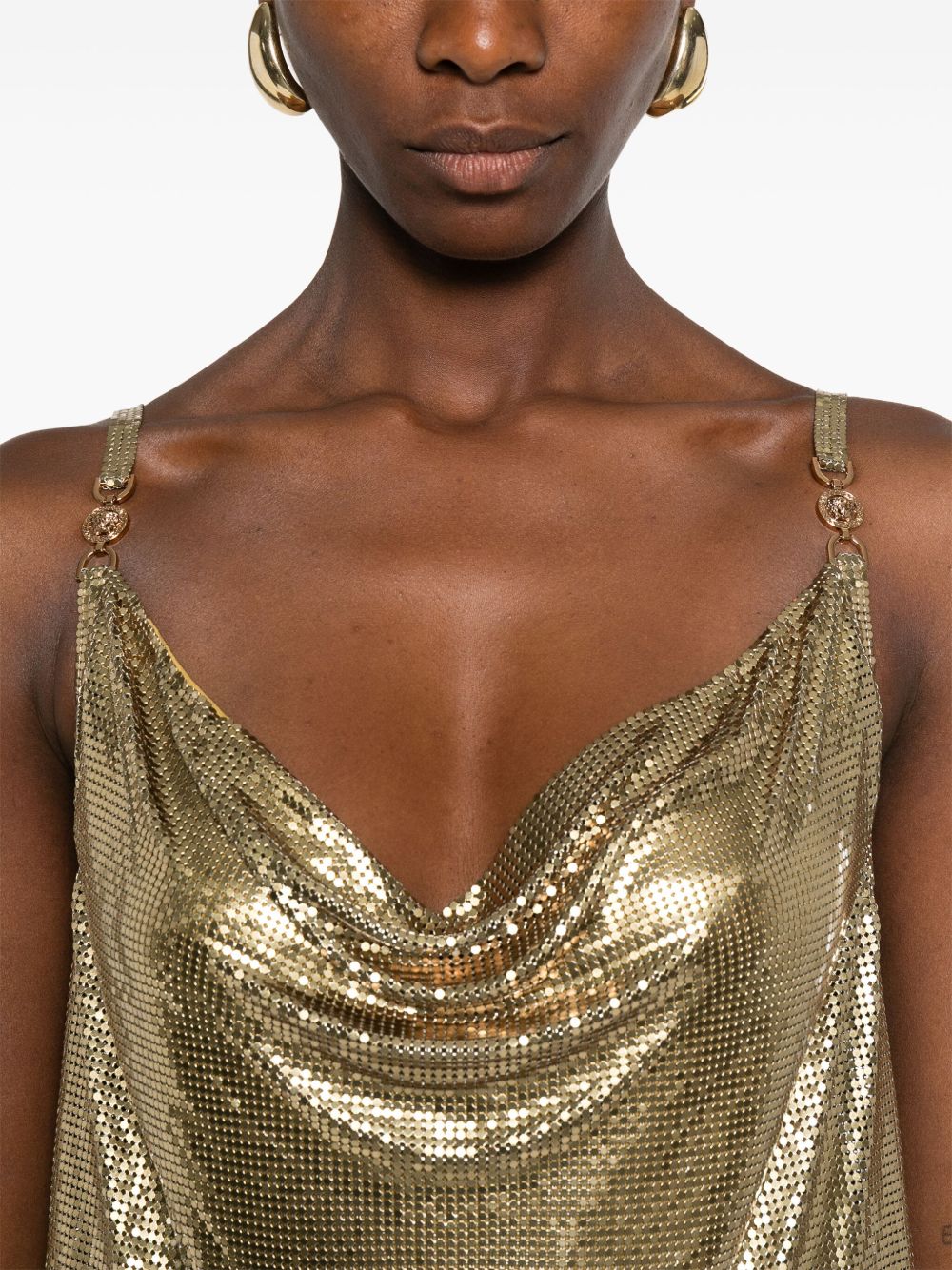Versace Metallic Mesh Mini Dress with Slip Glam Steals