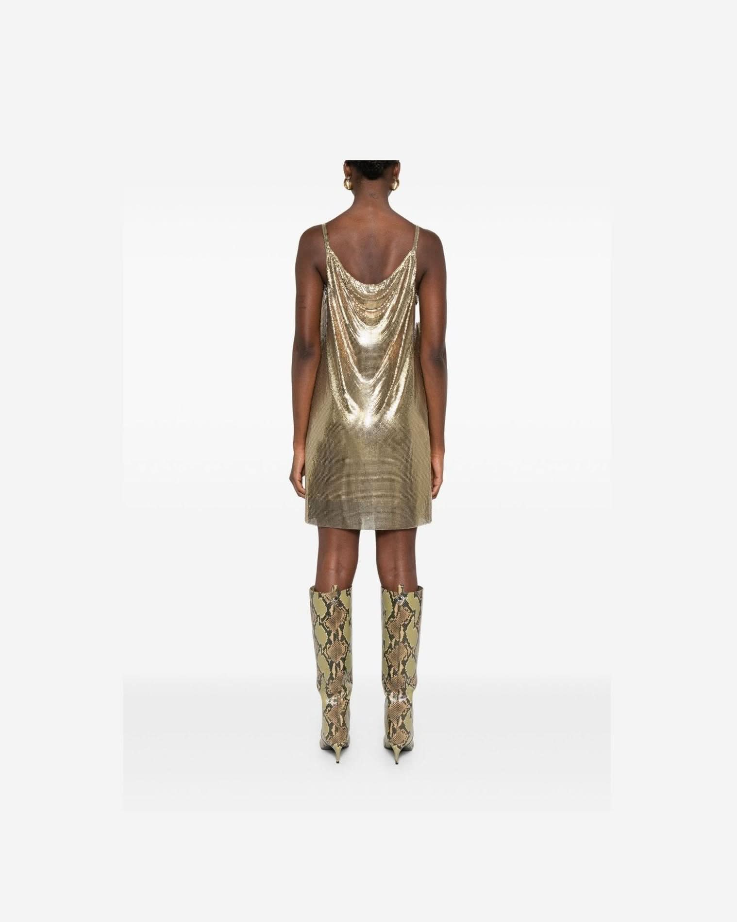 Versace Slip Lined Metallic Mesh Mini Dress Dresses