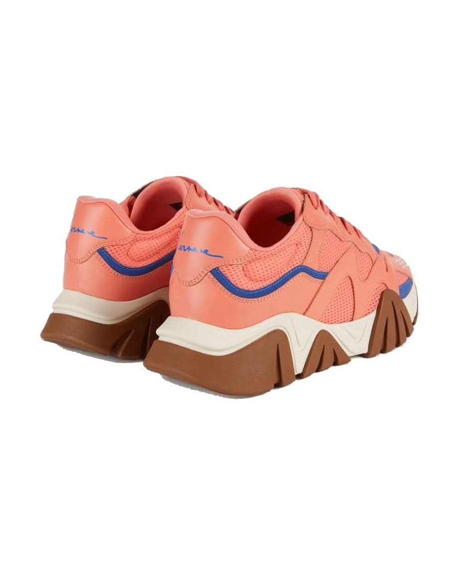 Versace Orange Leather Chunky Sneakers Sneakers