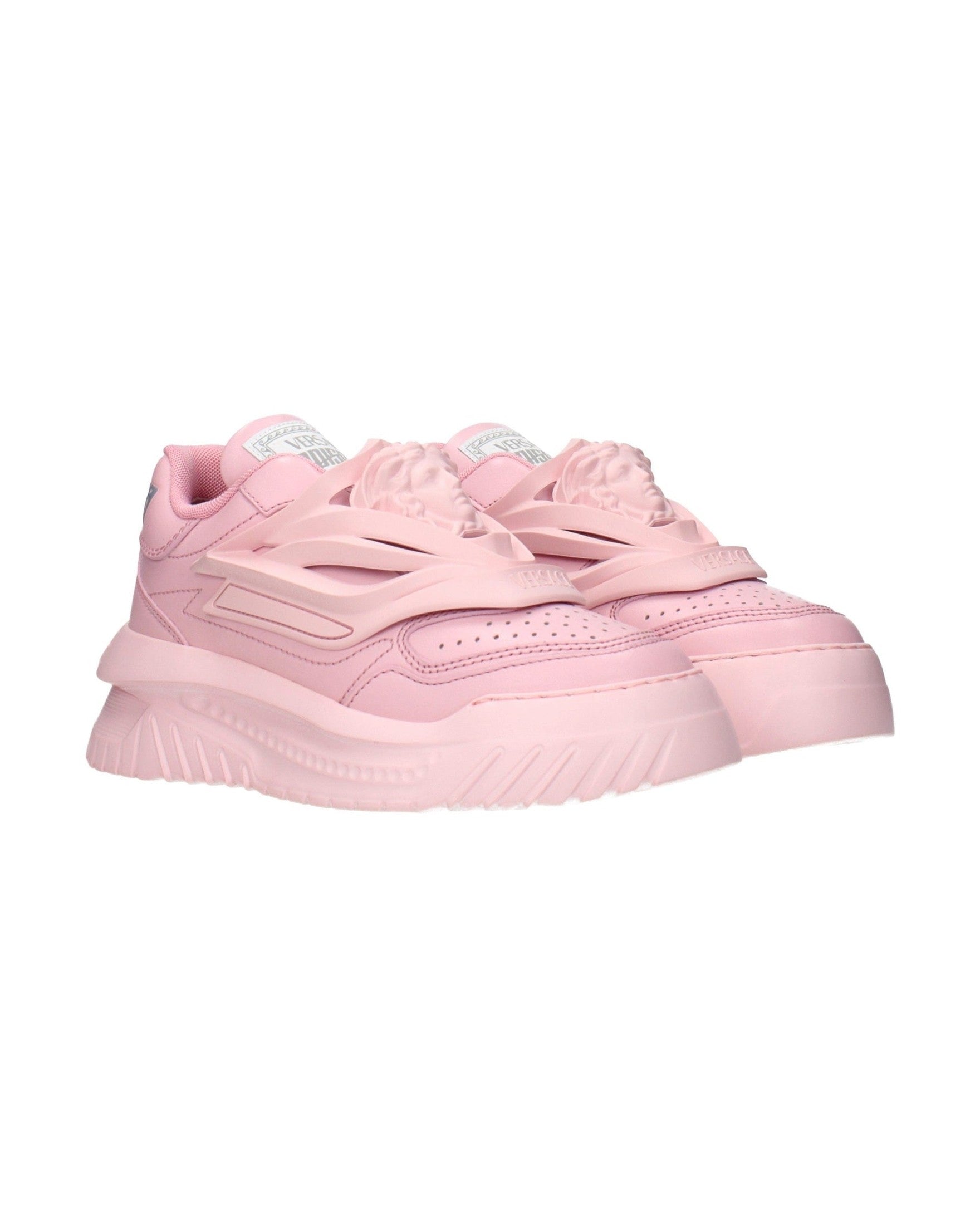 Versace Pink Leather Chunky Sneakers Glam Steals