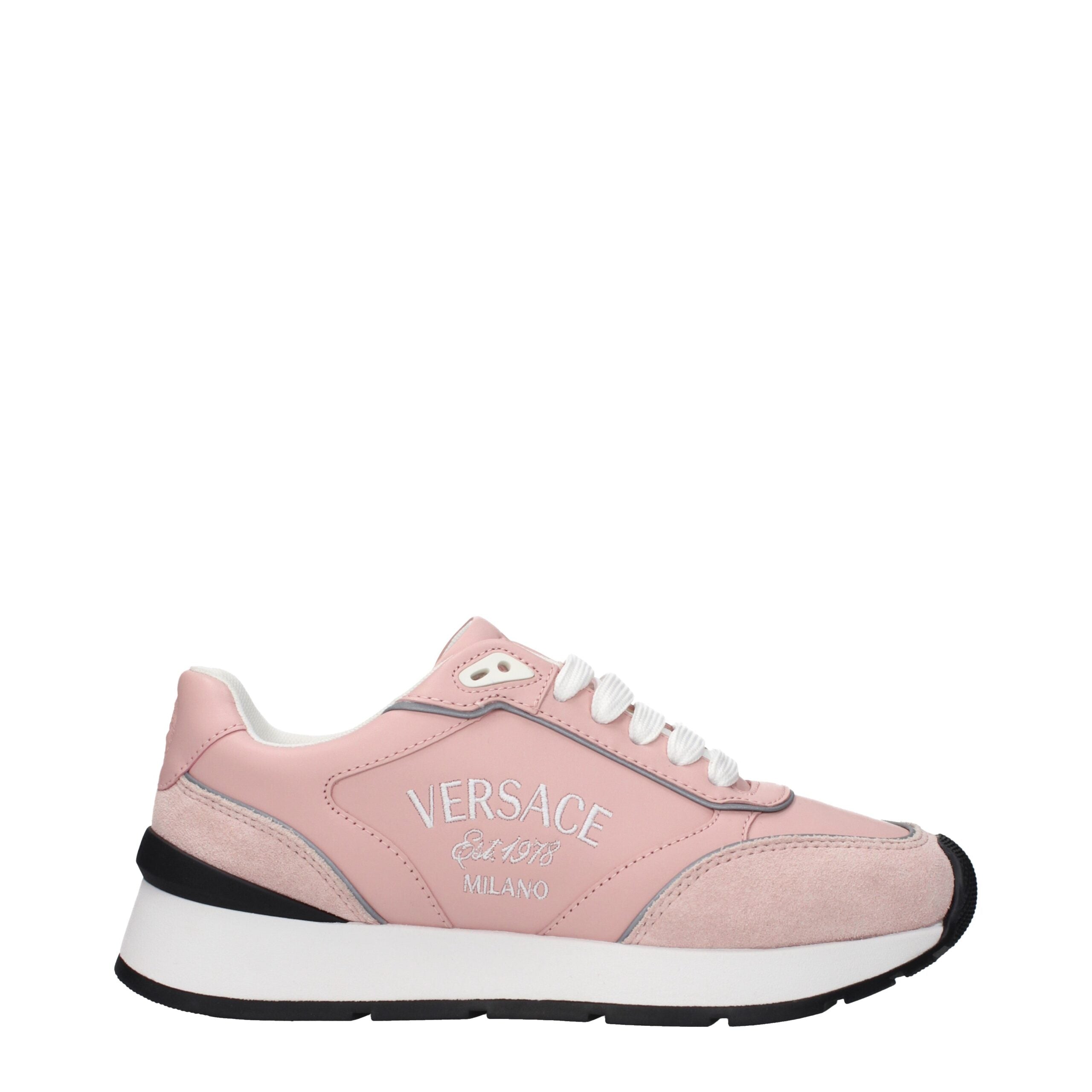 Versace Pink Leather Low Top Sneakers Glam Steals