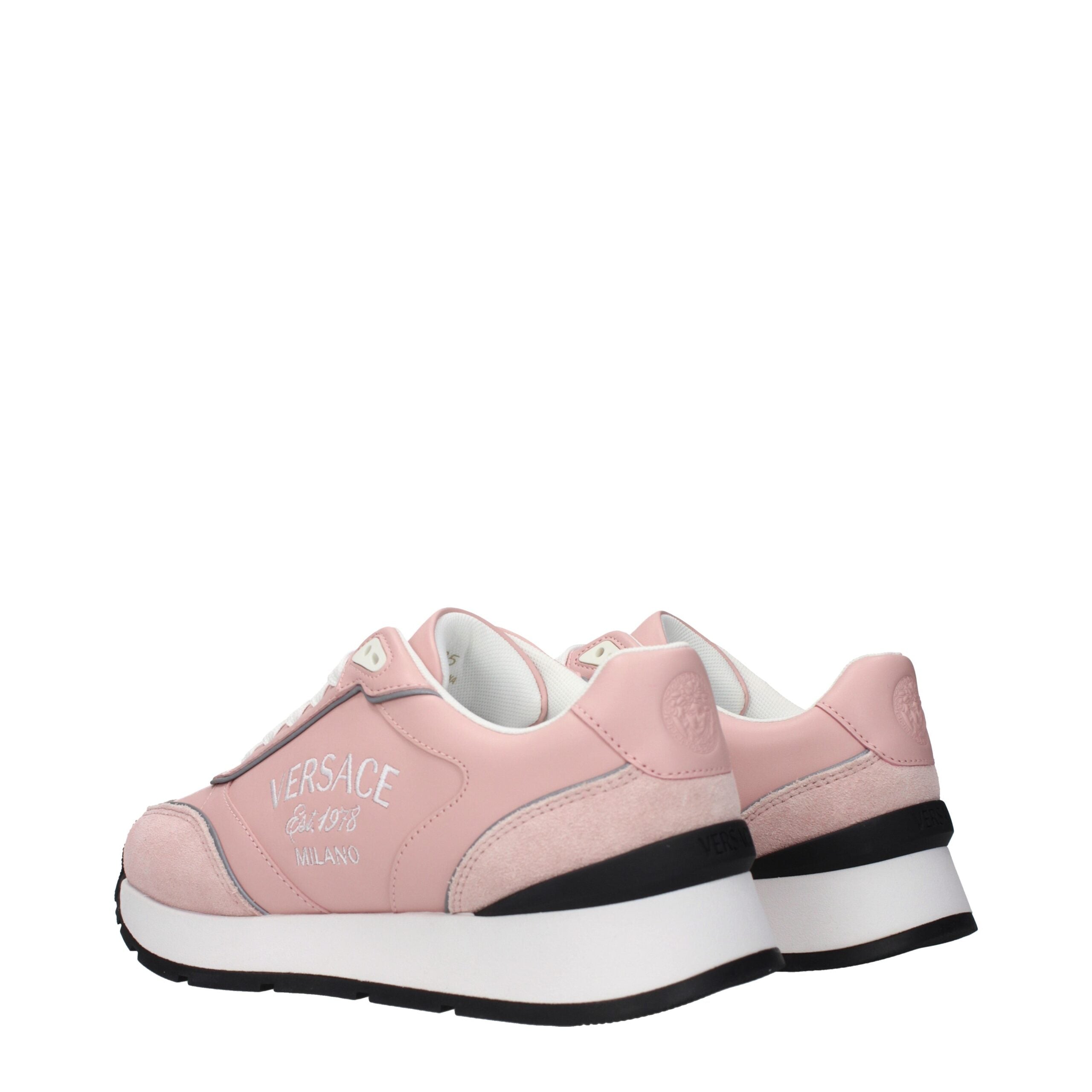 Versace Pink Leather Low Top Sneakers Glam Steals