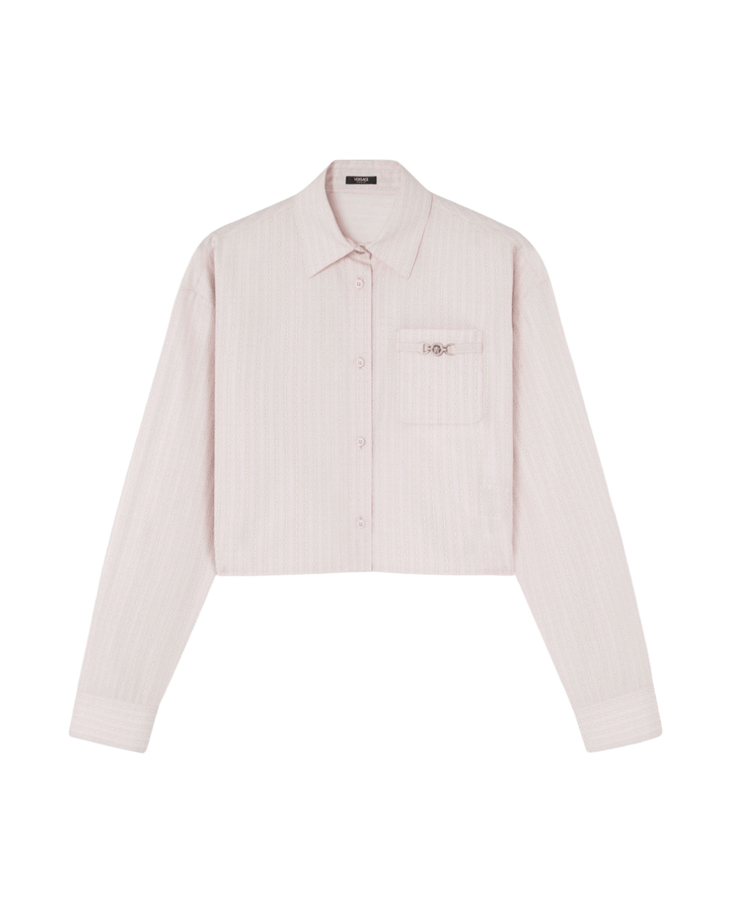 Versace Pinstripe Chain Boxy Short Shirt Glam Steals