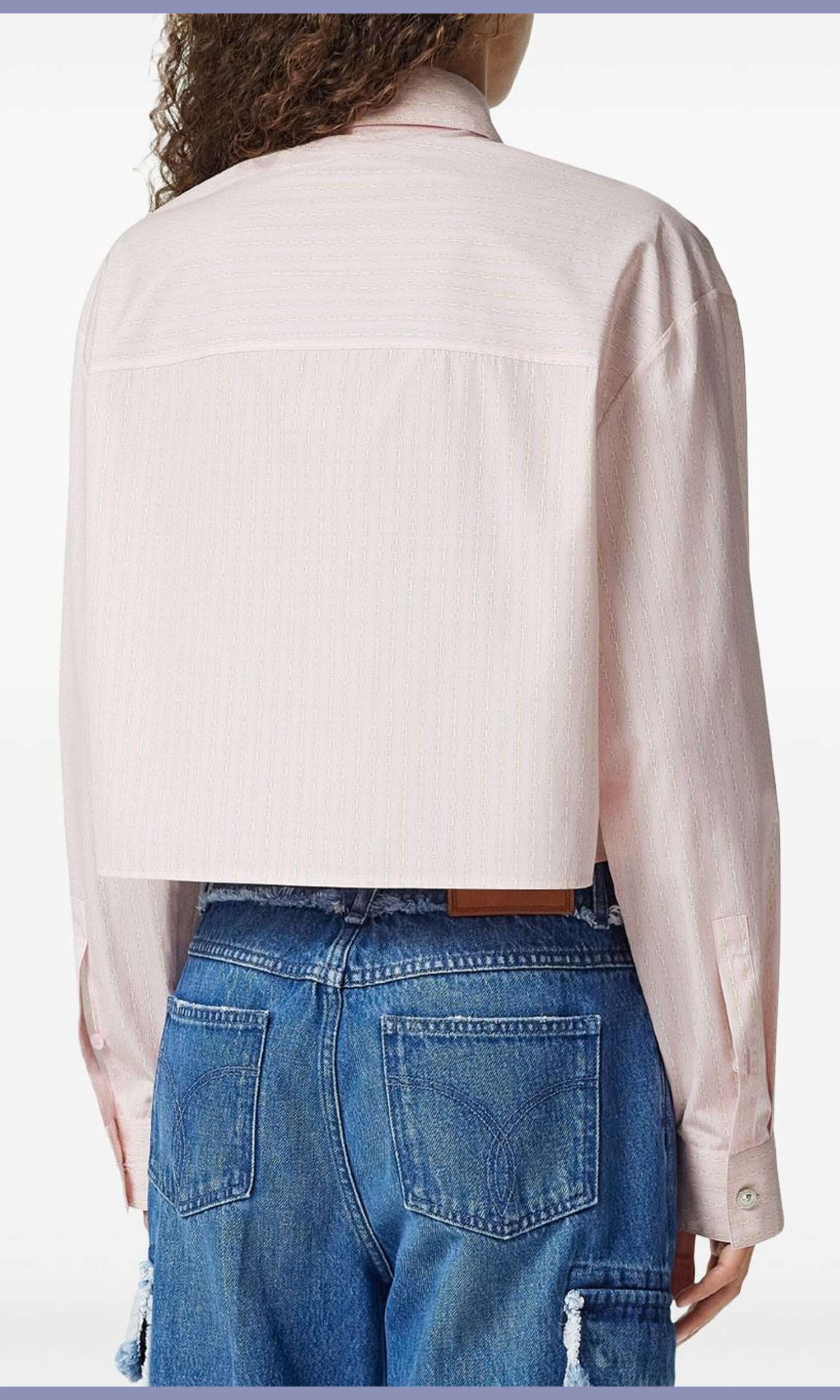 Versace Pinstripe Chain Boxy Short Shirt Glam Steals