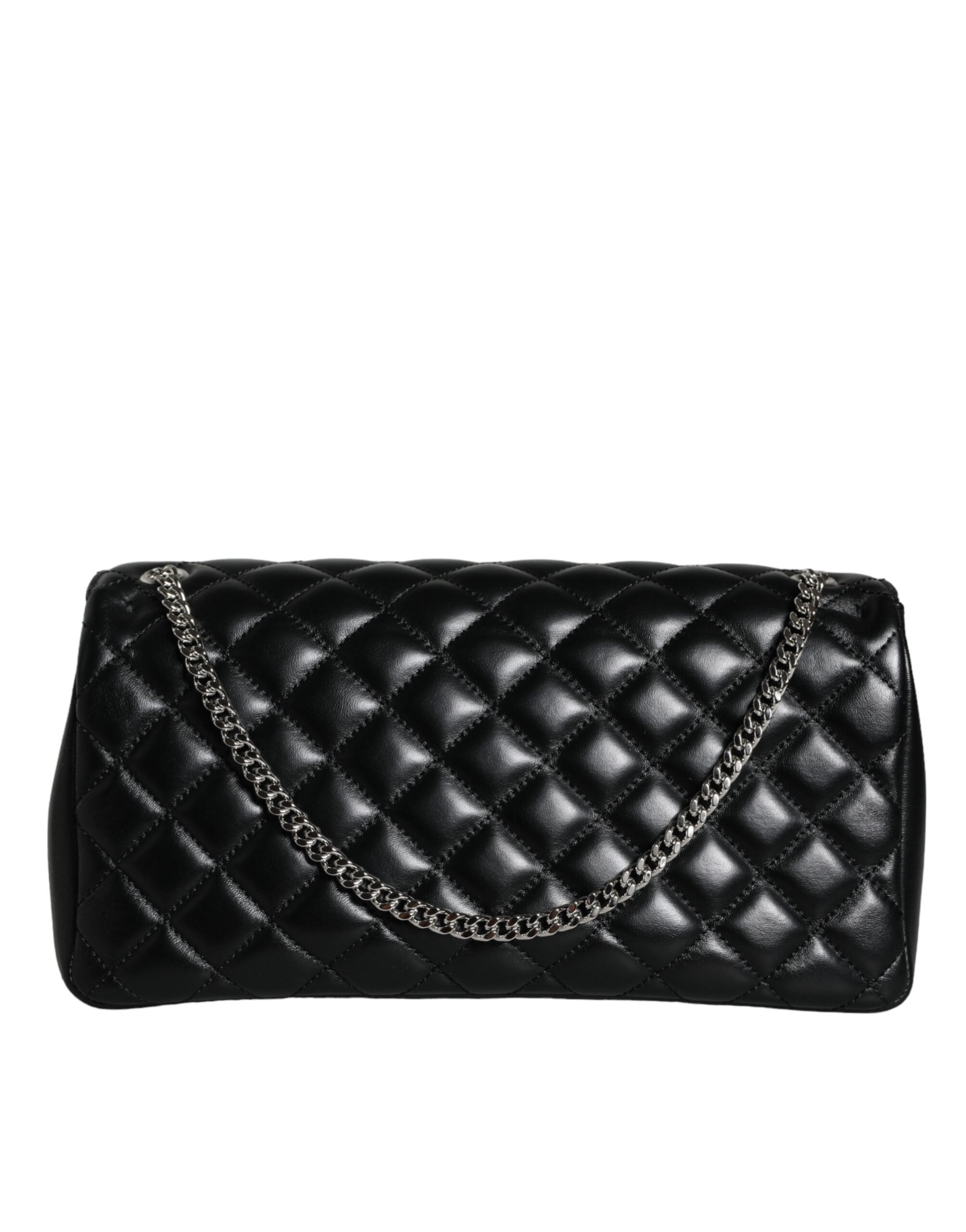 Versace Quilted Lambskin Leather Crossbody Shoulder Black Bag Glam Steals