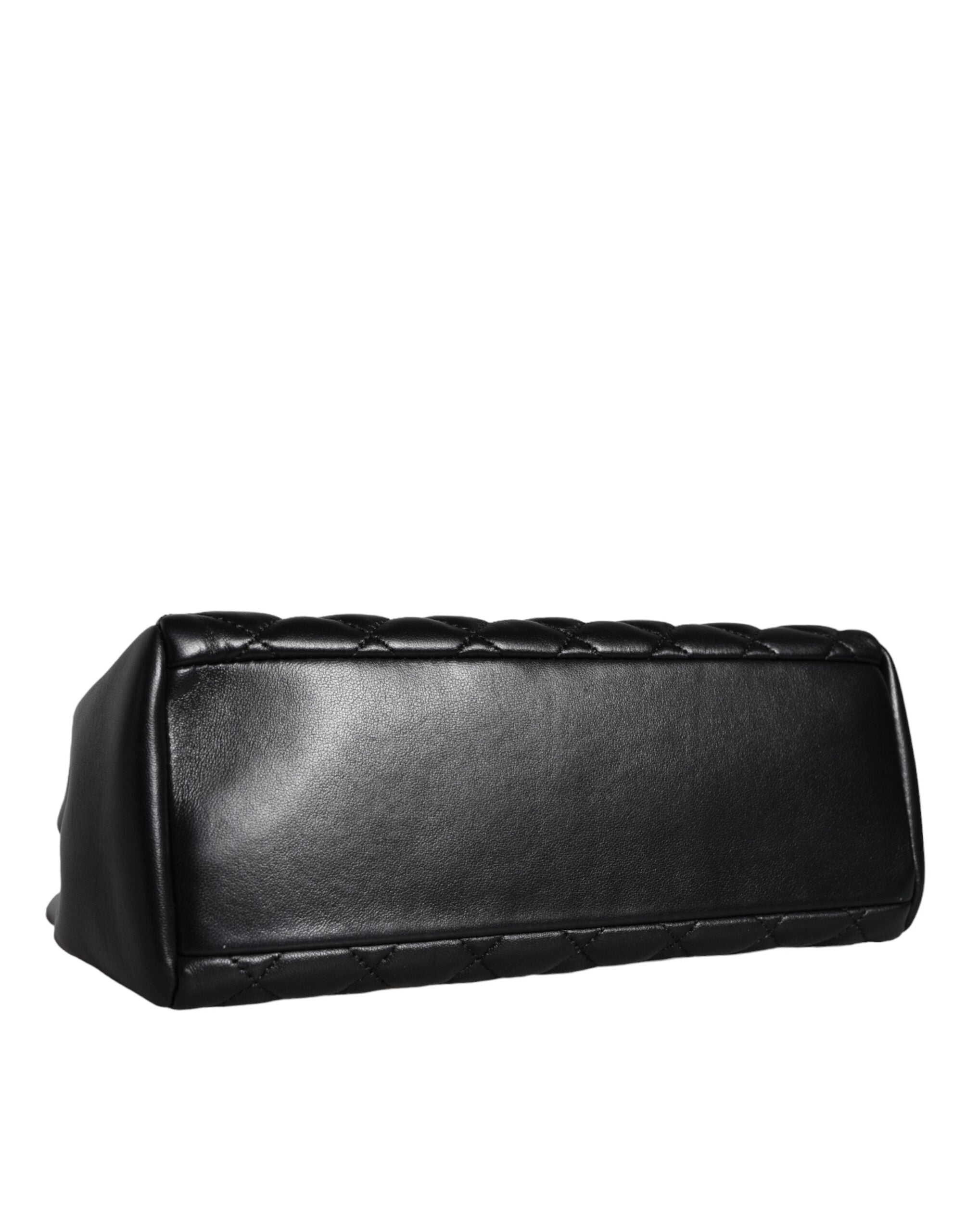 Versace Quilted Nappa Leather Shoulder Chain Strap Black Bag Glam Steals