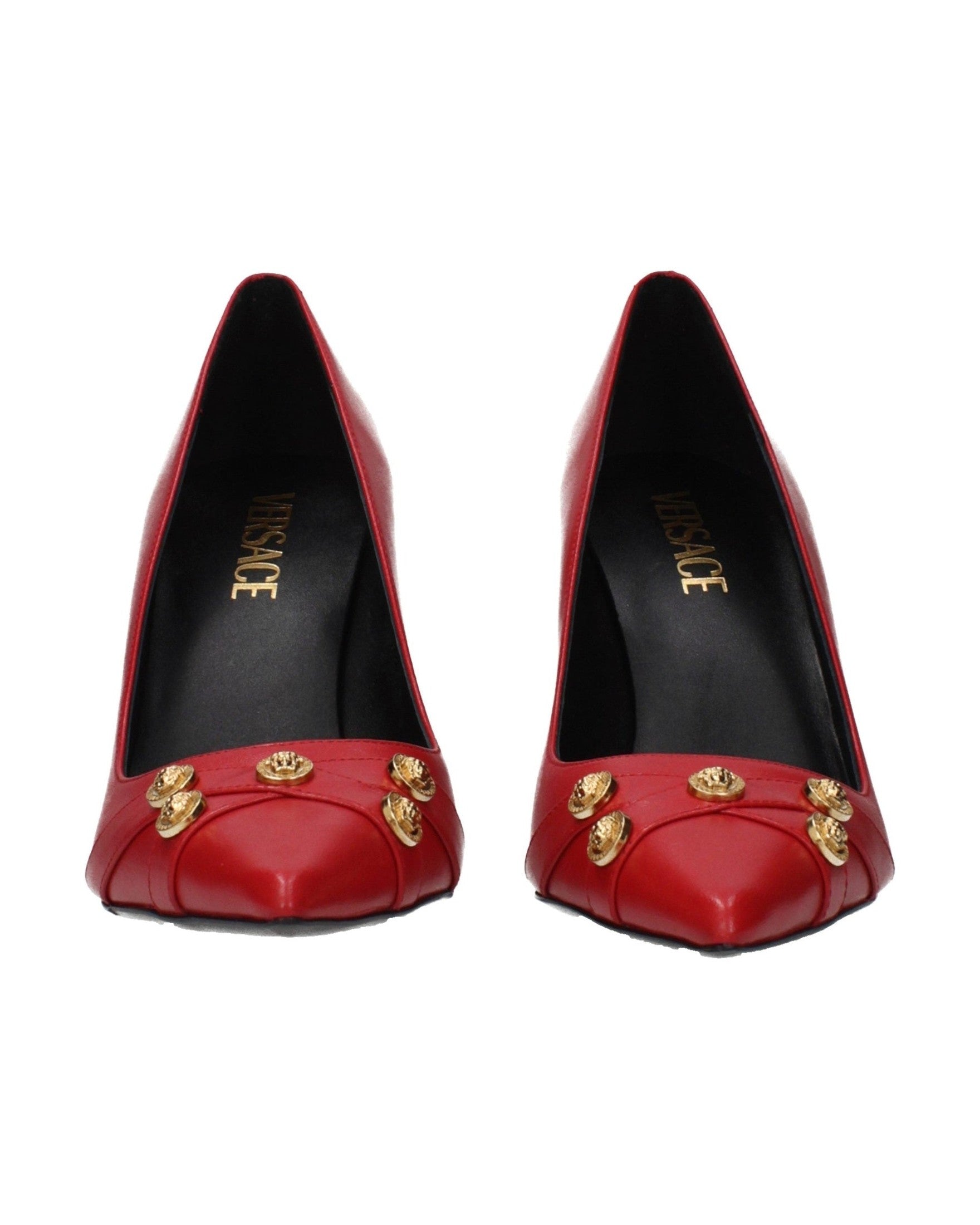 Versace Red Leather High Heel Pumps Glam Steals