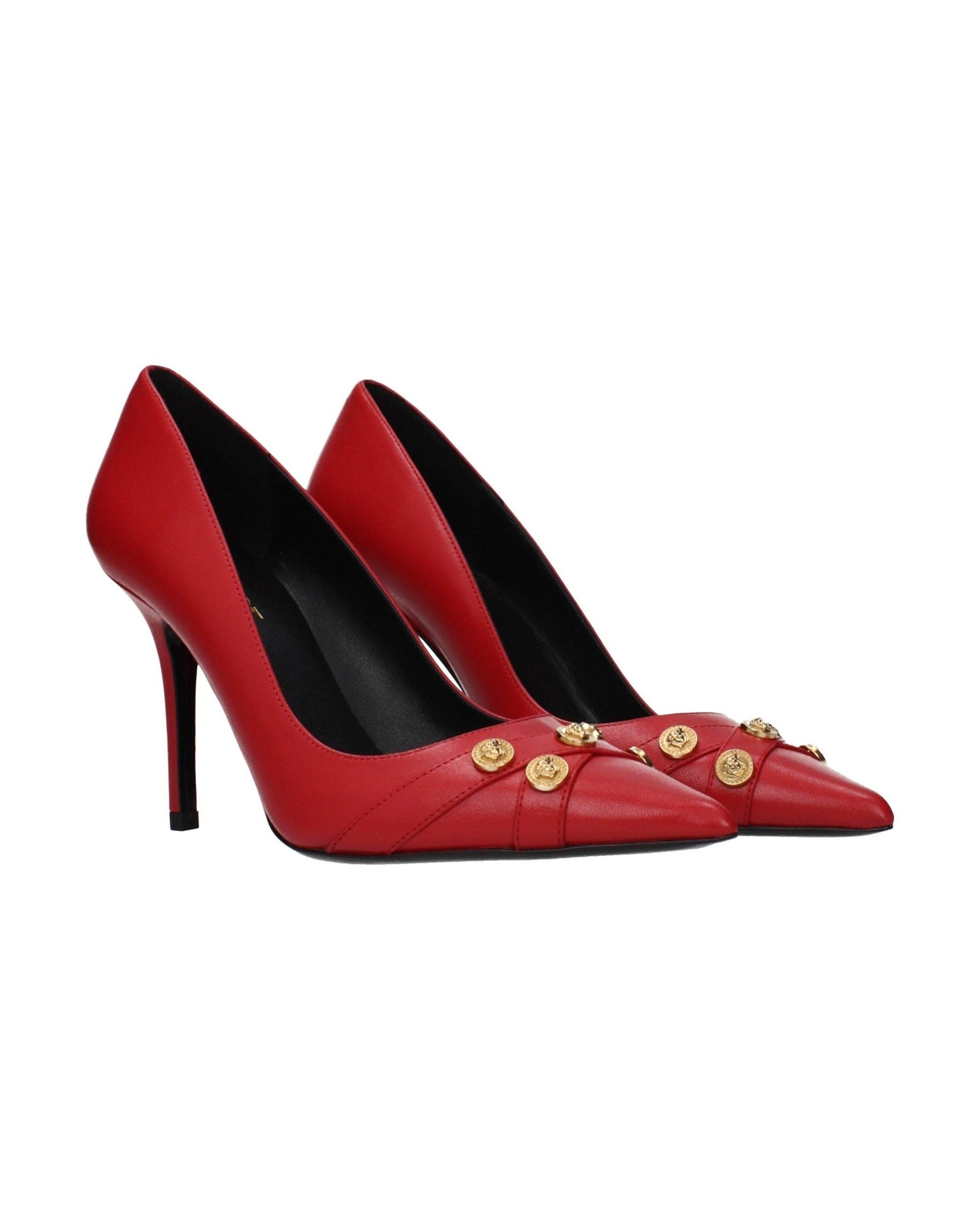 Versace Red Leather High Heel Pumps Glam Steals