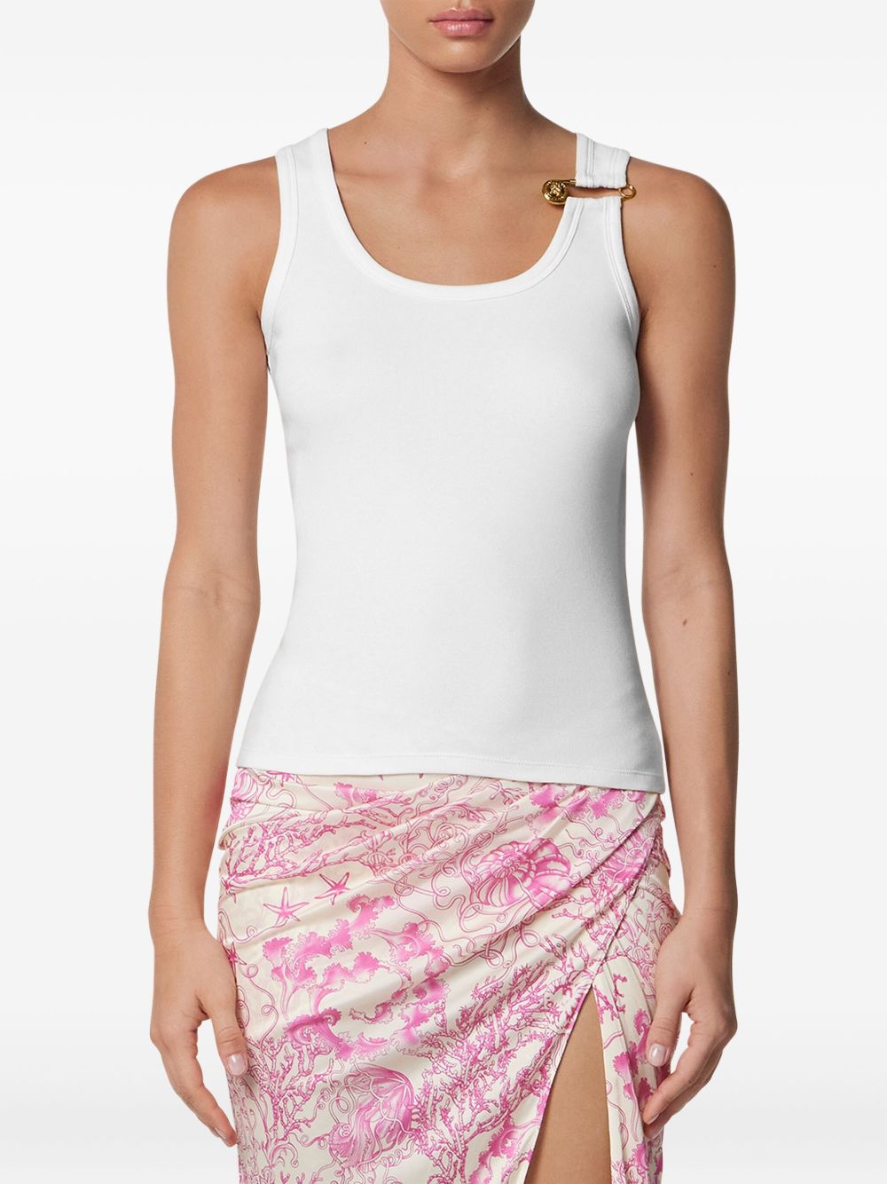 Versace Safety Pin Ribbed Tank Top Glam Steals
