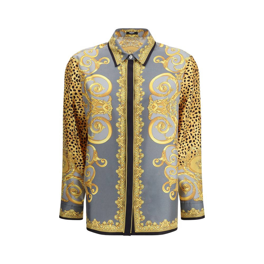 Versace Silk Cheetah Foulard Shirt Glam Steals