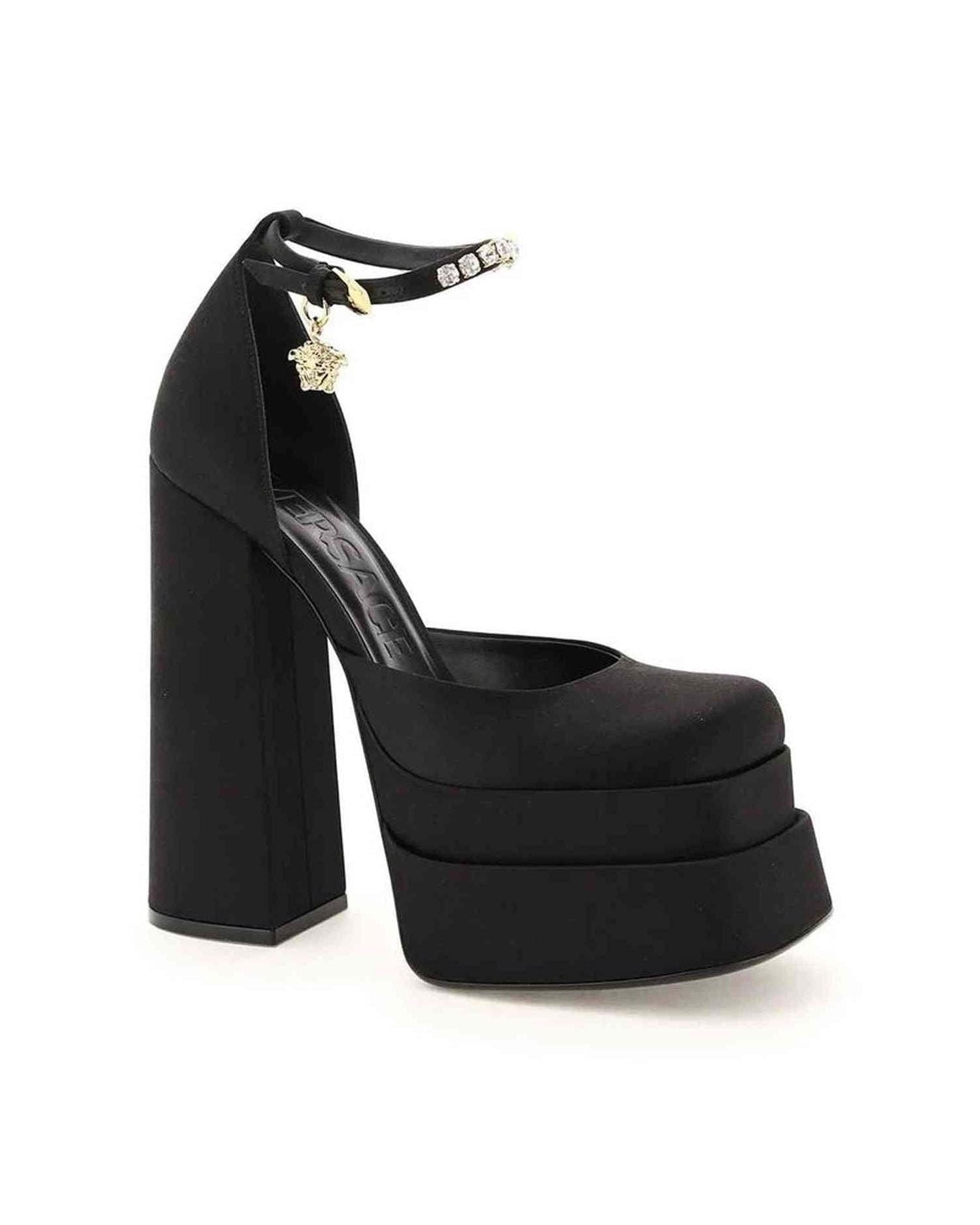 Versace Silk Satin Platform Pumps Glam Steals