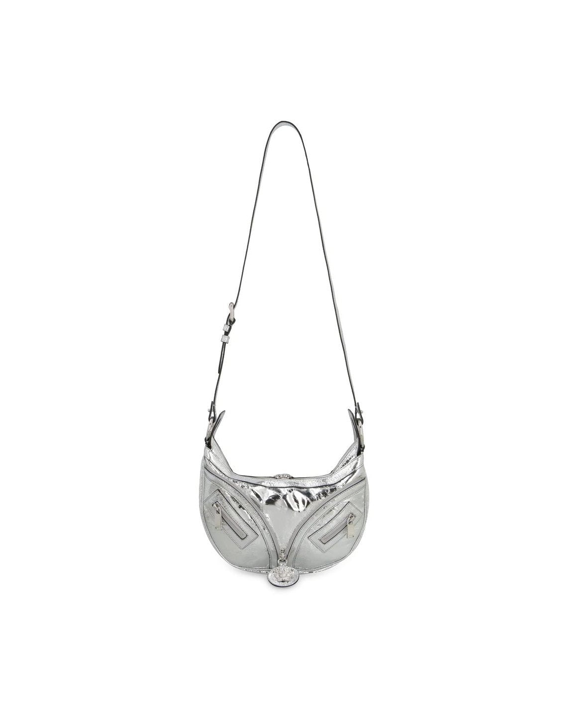 Versace Silver Leather Lamb Shoulder Bag
