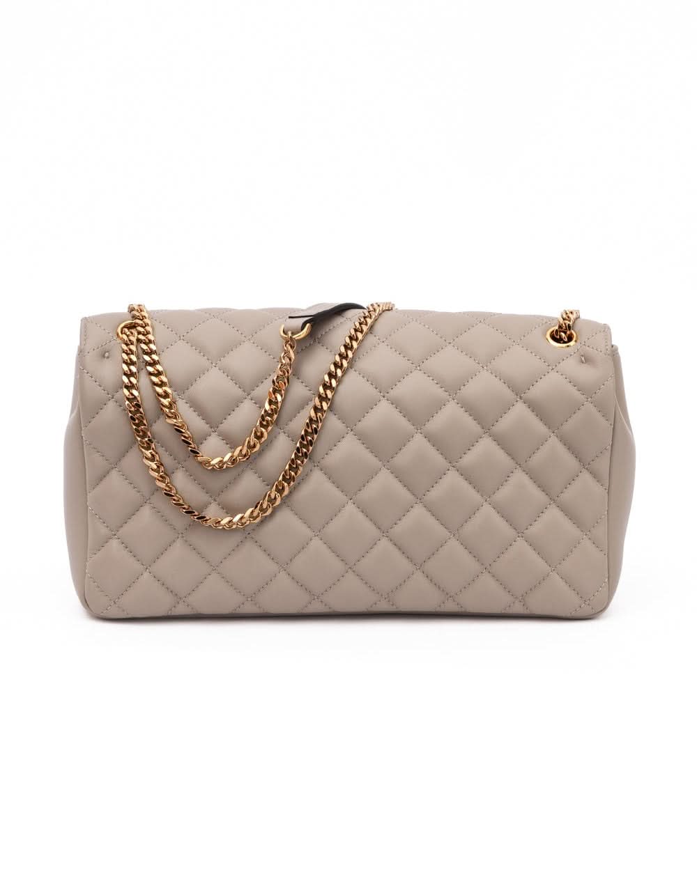 Versace Taupe Leather Quilted Shoulder Strap Bag Glam Steals