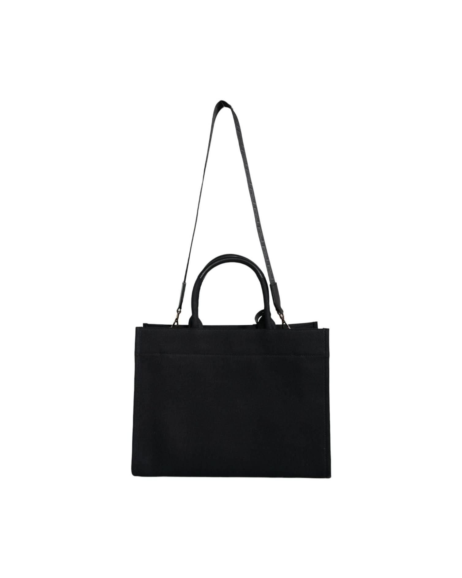 Versace Top Black Handle Canvas Leather Logo Crossbody Tote Bag Cross Body Bags