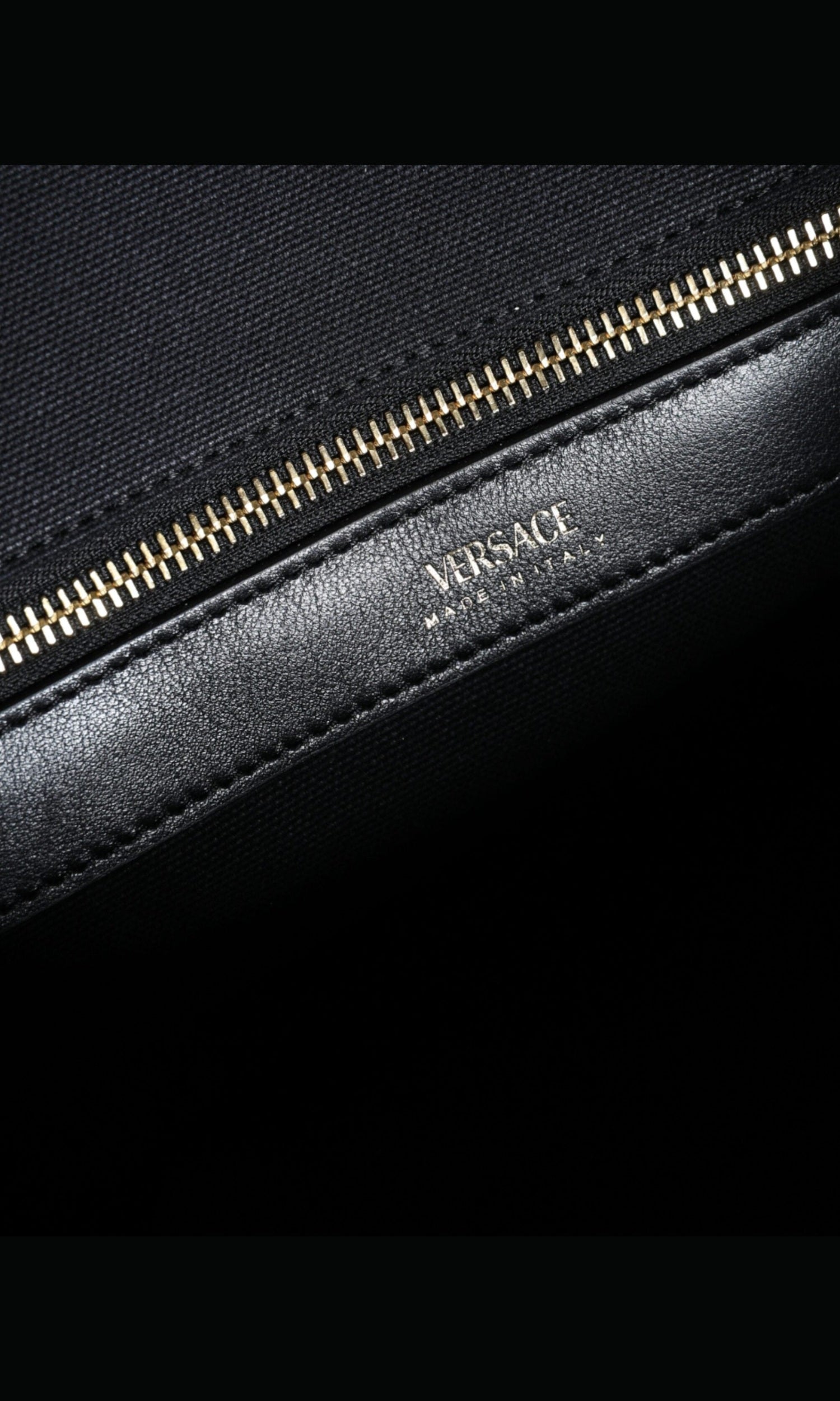 Versace Top Handle Canvas Leather Logo Crossbody Tote Black Bag Glam Steals