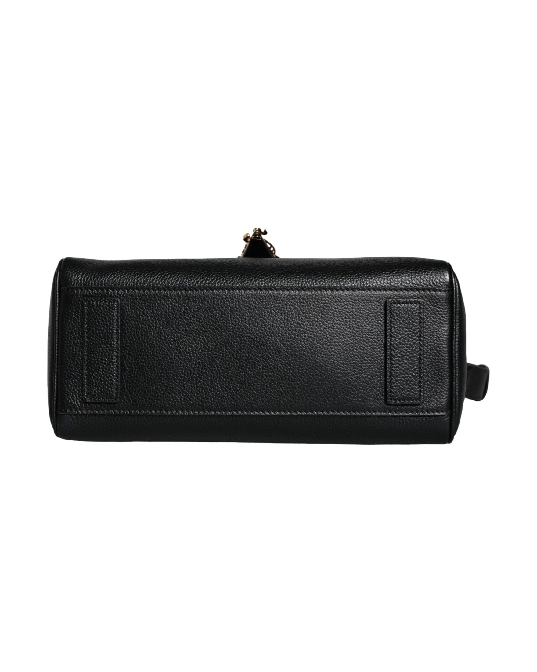 Versace Top Handle Grainy Calfskin Leather Crossbody Black Bag Glam Steals