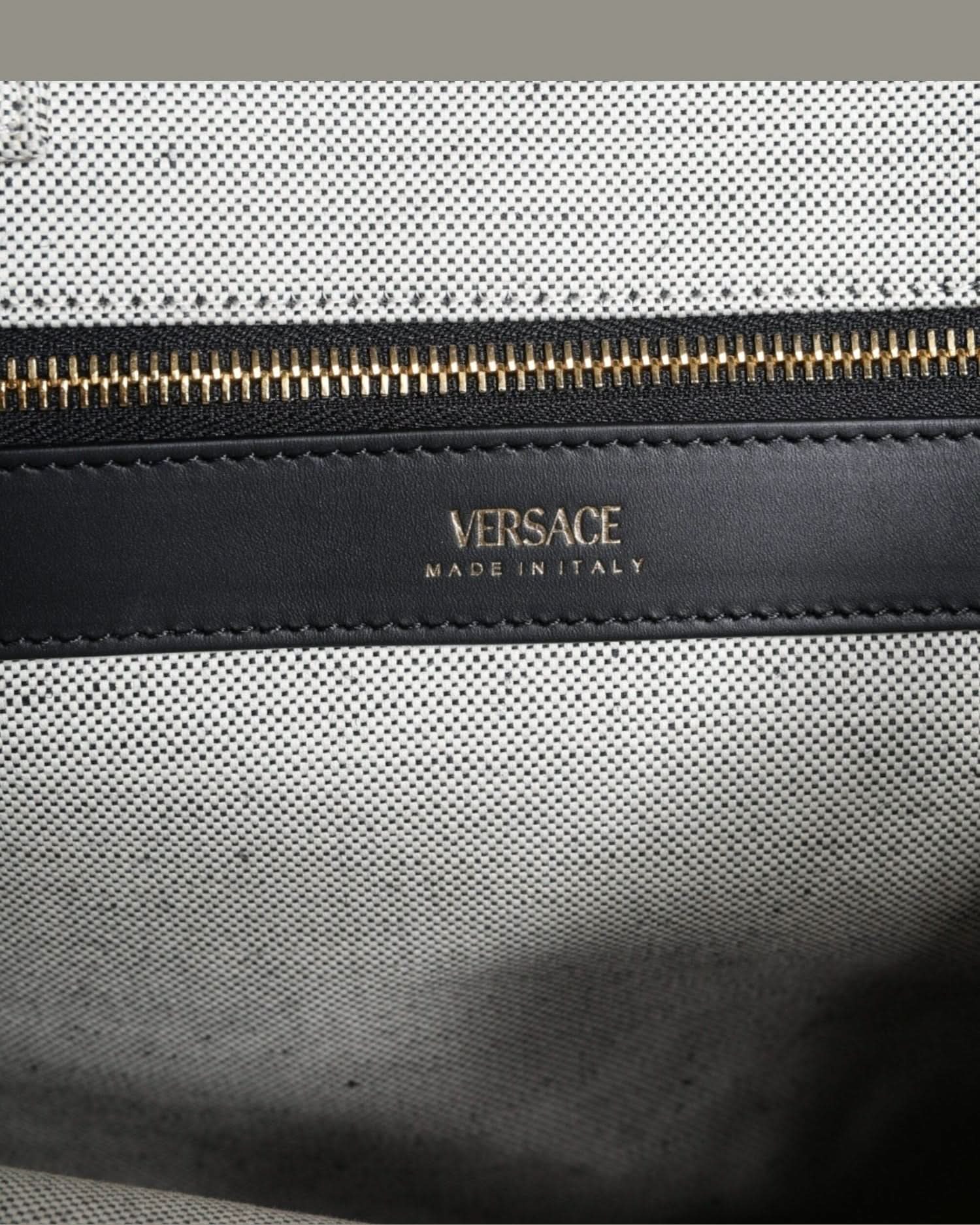 Versace Top White Handle Canvas Leather Logo Crossbody Tote Bag Cross Body Bags