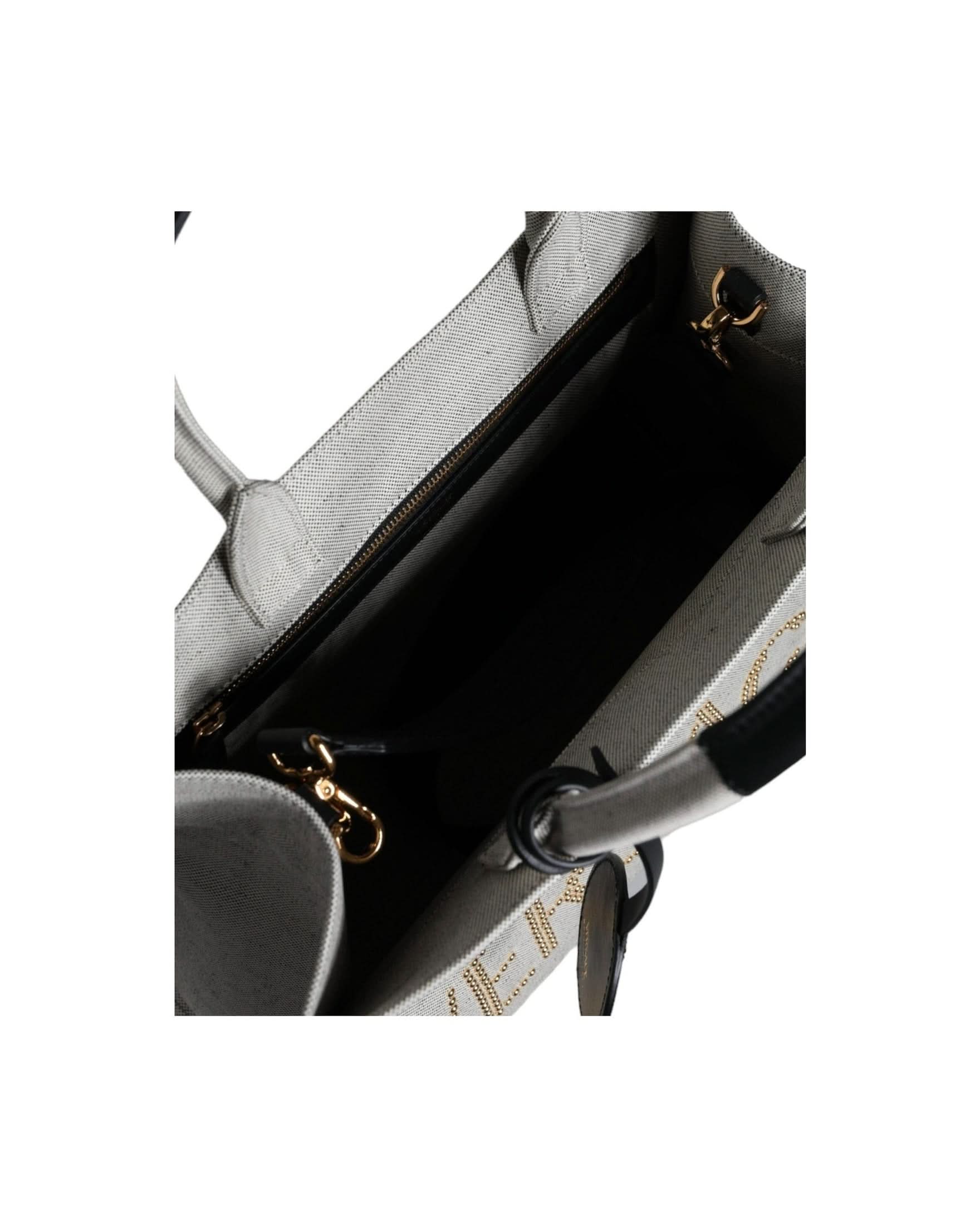Versace Top White Handle Canvas Leather Logo Crossbody Tote Bag Cross Body Bags