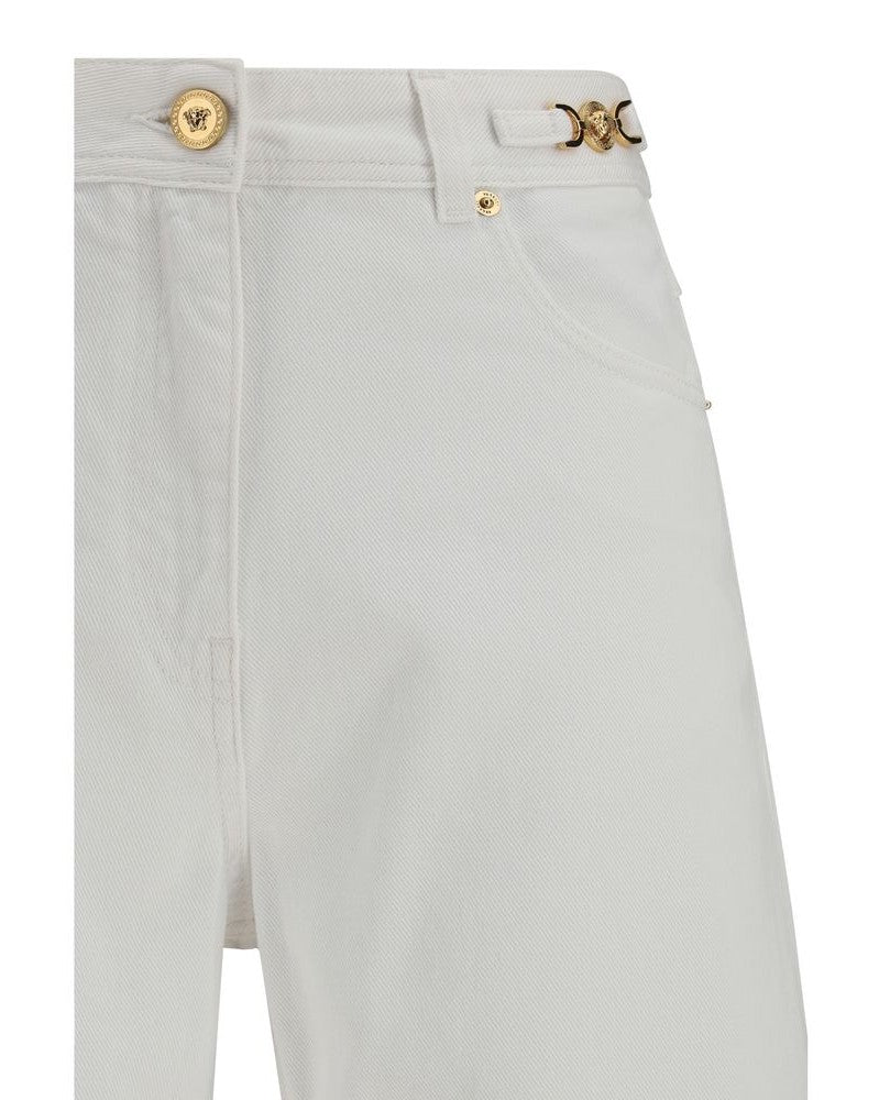 Versace White Cotton Straight Leg Jeans
