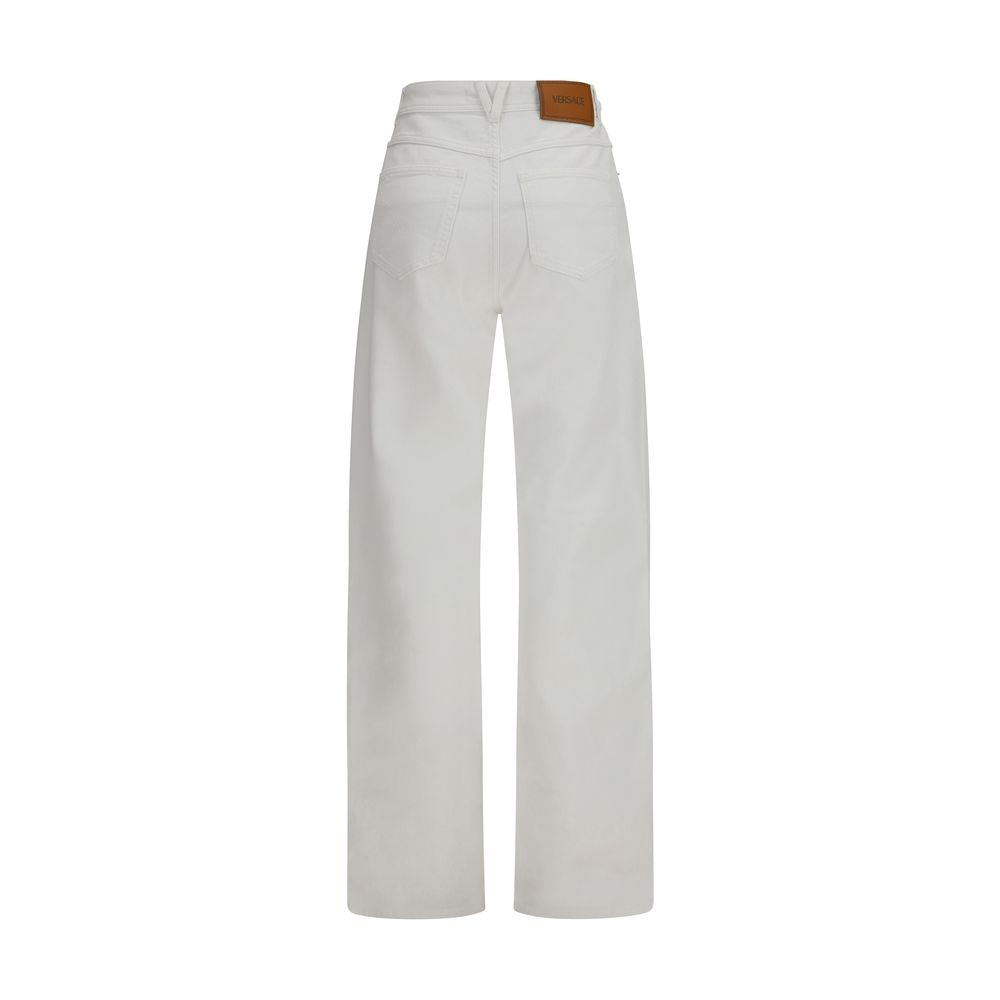 Versace White Cotton Straight Leg Jeans Glam Steals