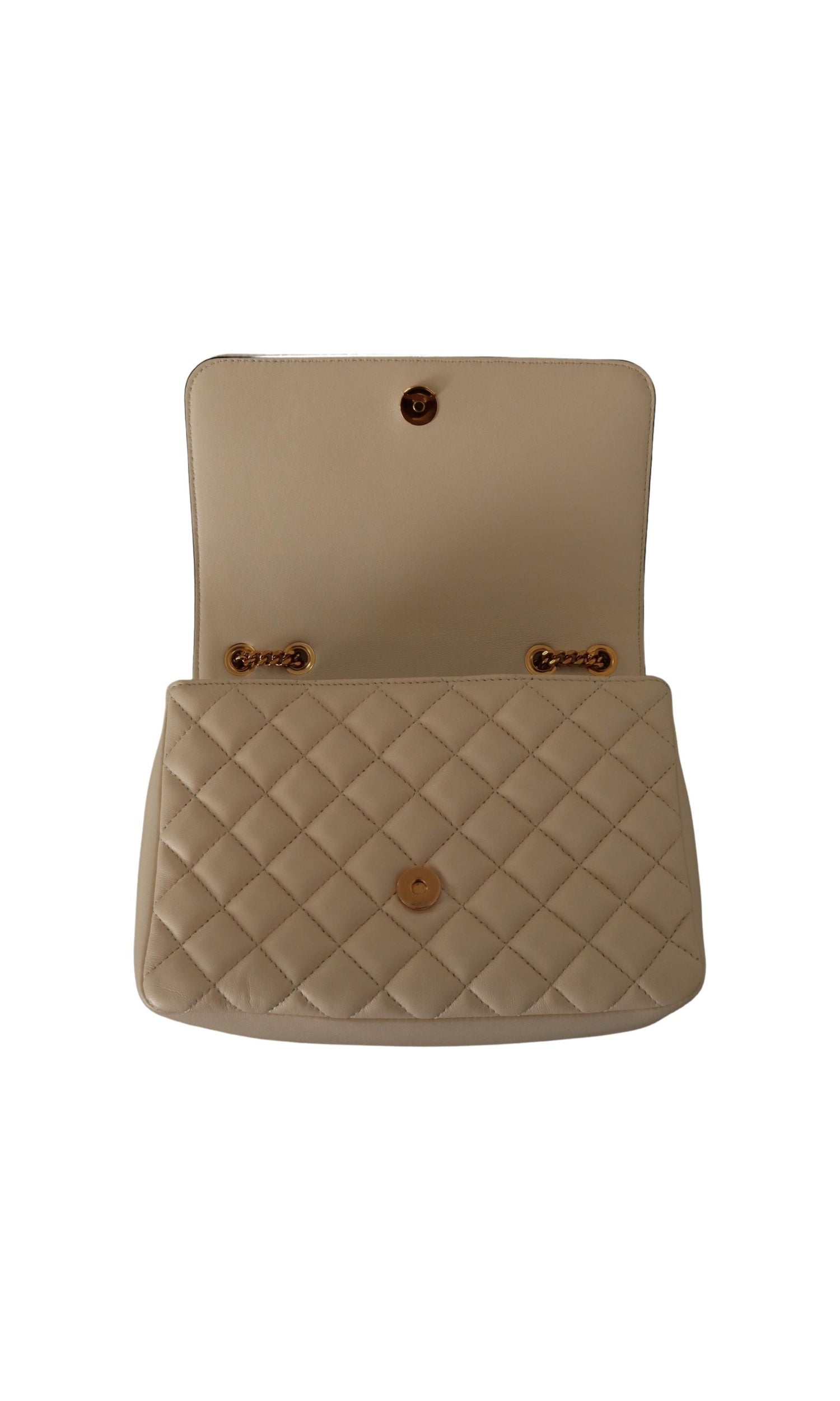 Versace White Leather Elegant Nappa Shoulder Bag Glam Steals