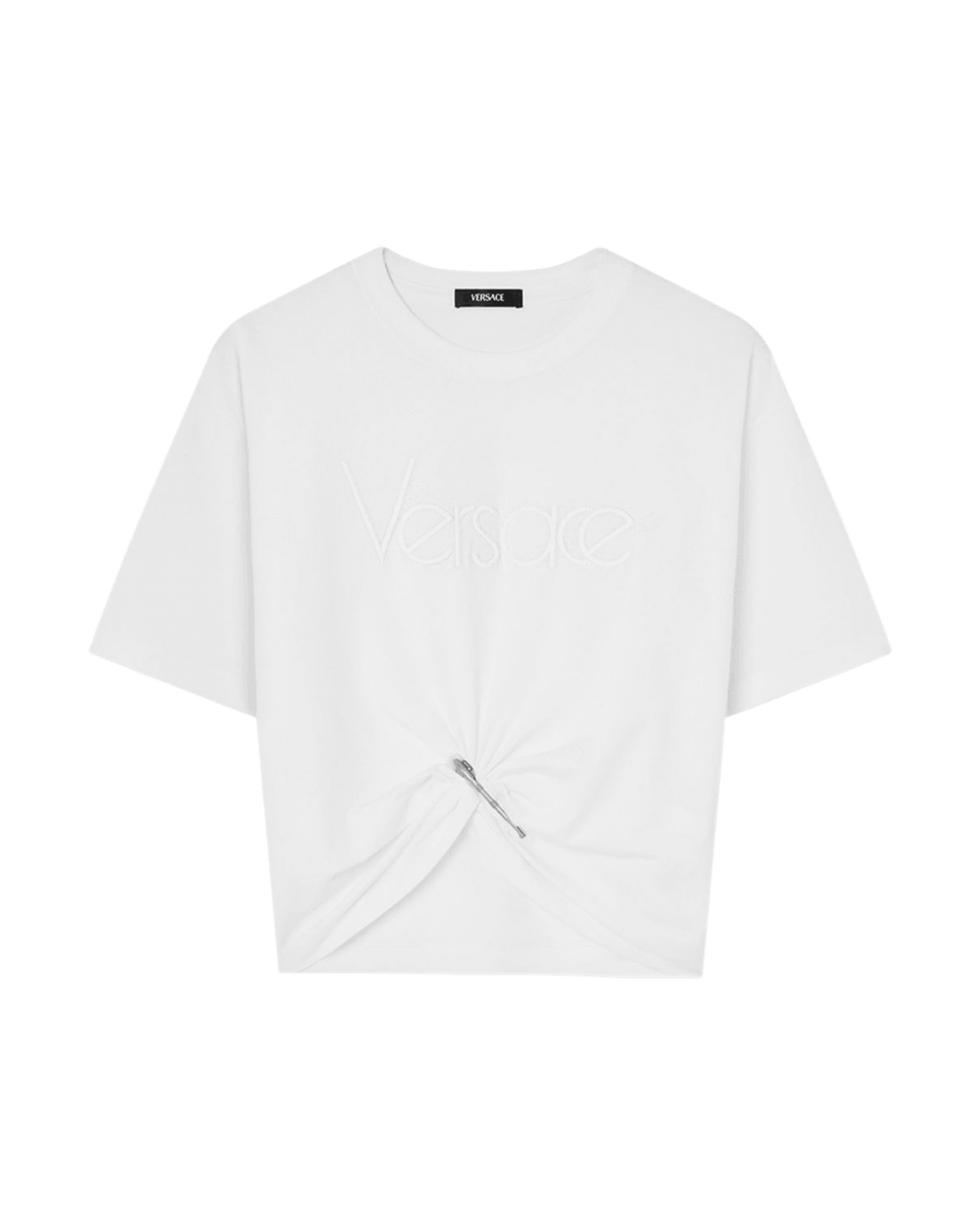 Versace Logo White Embroidered T-Shirt T-Shirts