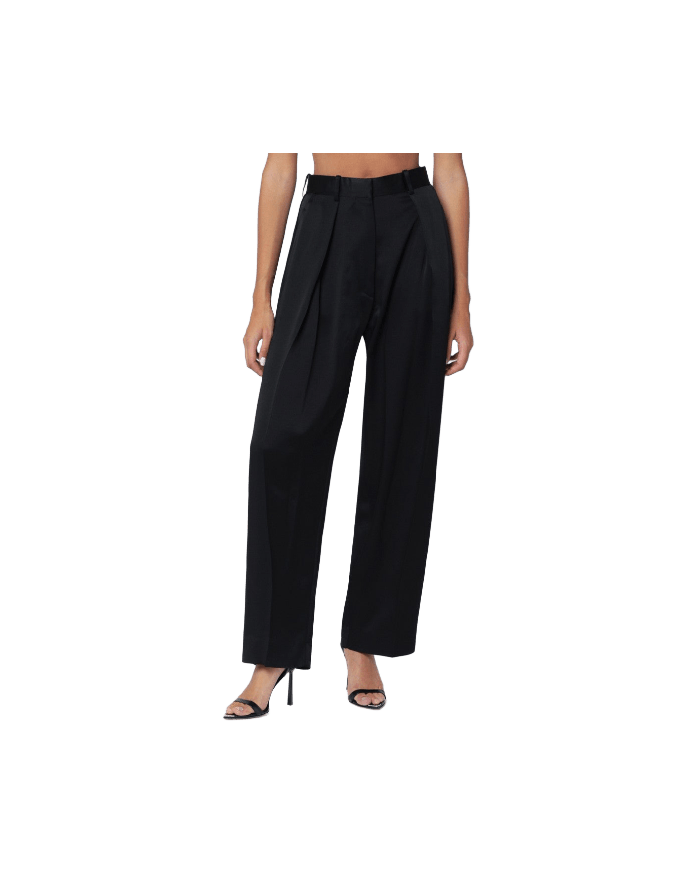 Victoria Beckham Black Satin Pleated Trousers In Crêpe Glam Steals
