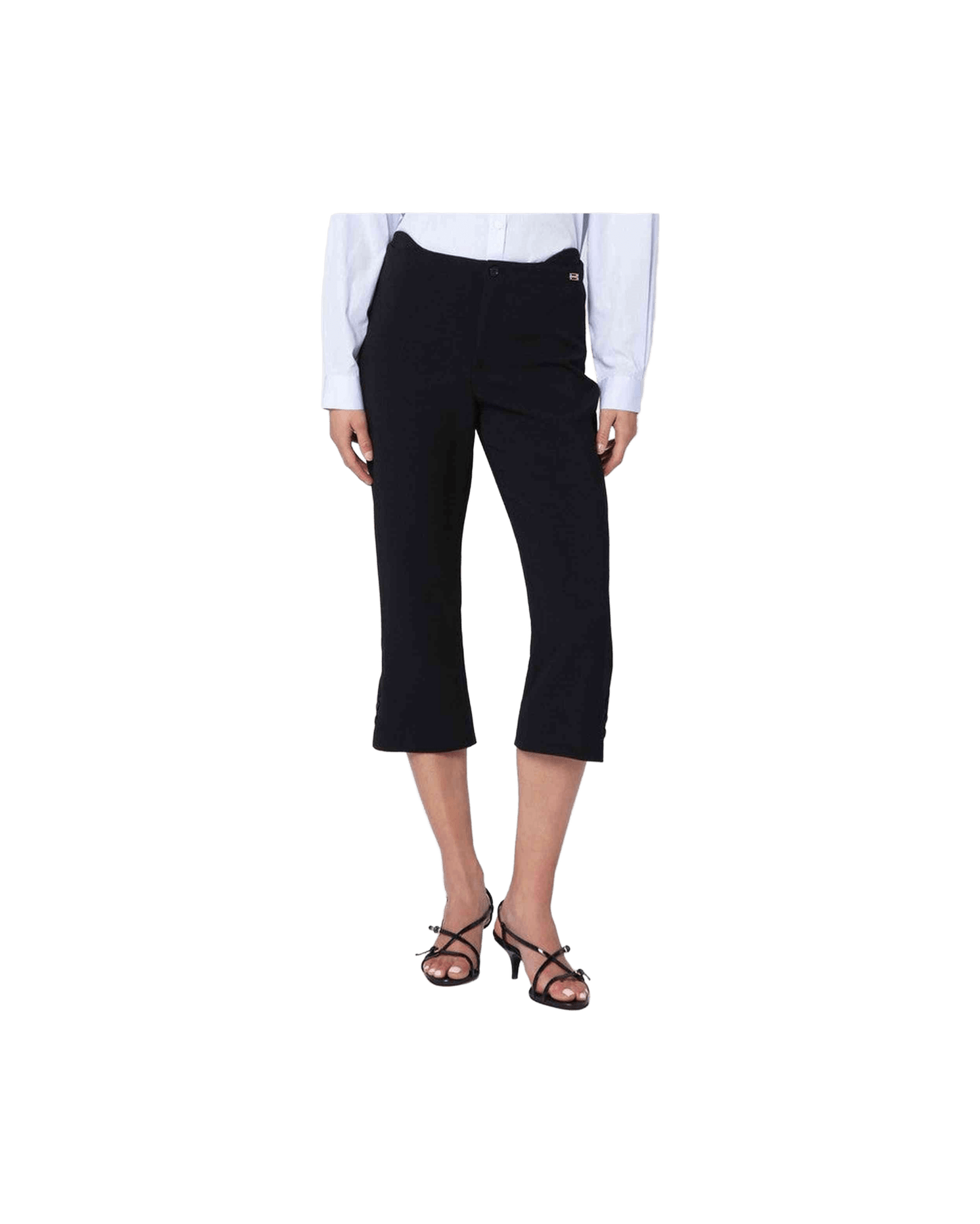 Victoria Beckham Black Wool Cropped Trouser in Blend Glam Steals