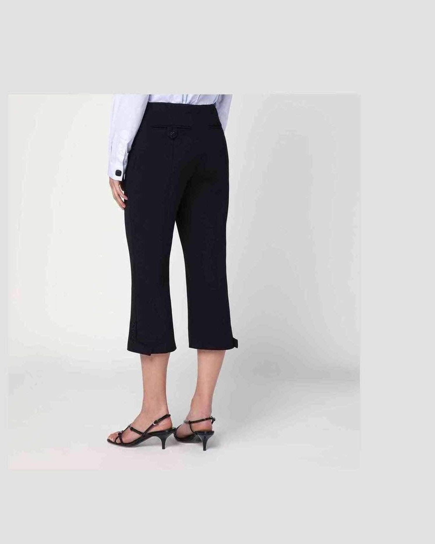 Victoria Beckham Black Wool Cropped Trouser in Blend Glam Steals