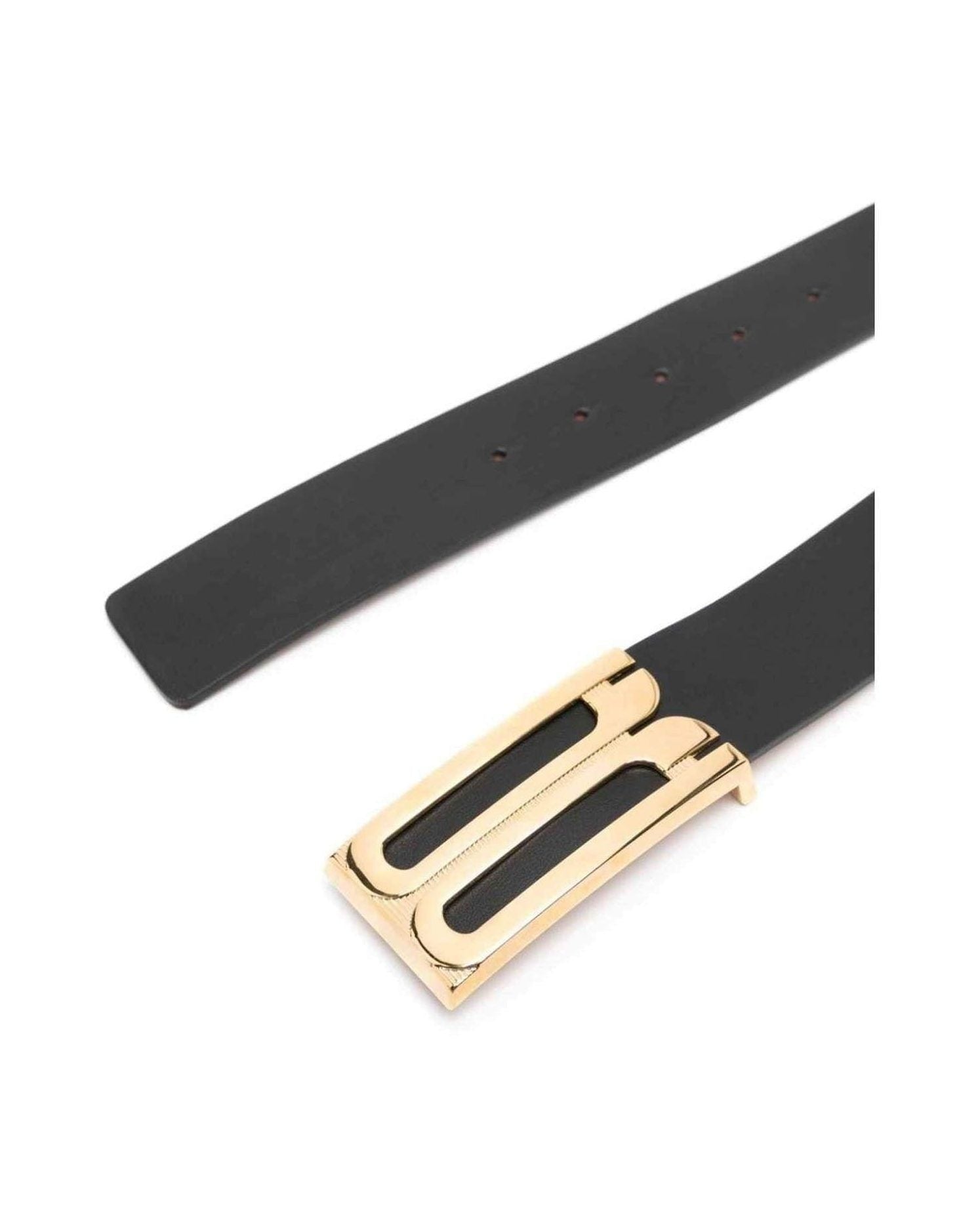Victoria Beckham Leather Jumbo Frame Logo Buckle Belt Glam Steals