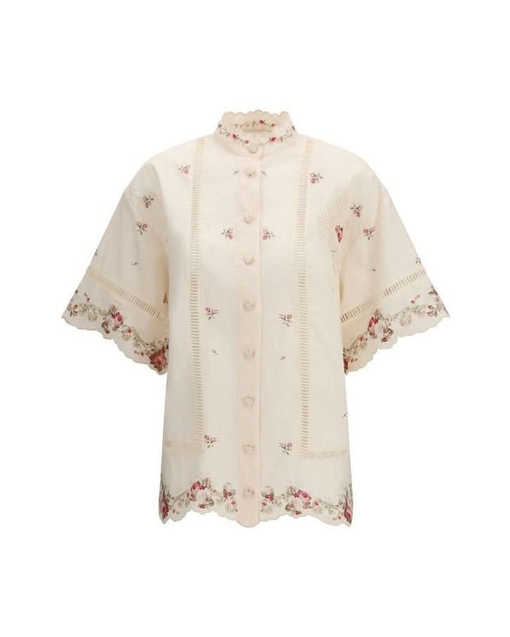Zimmermann Beige Linen Pattern Shirt