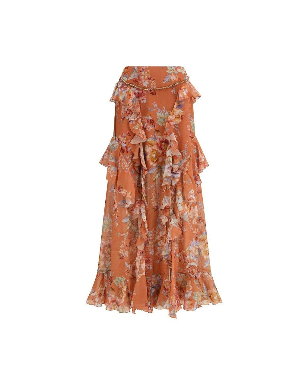 Zimmermann Orange Cotton Long Skirt Glam Steals