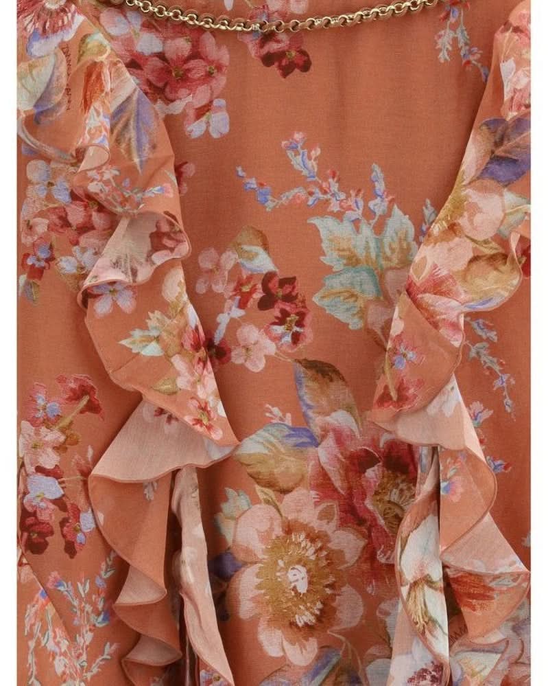 Zimmermann Orange Cotton Long Skirt