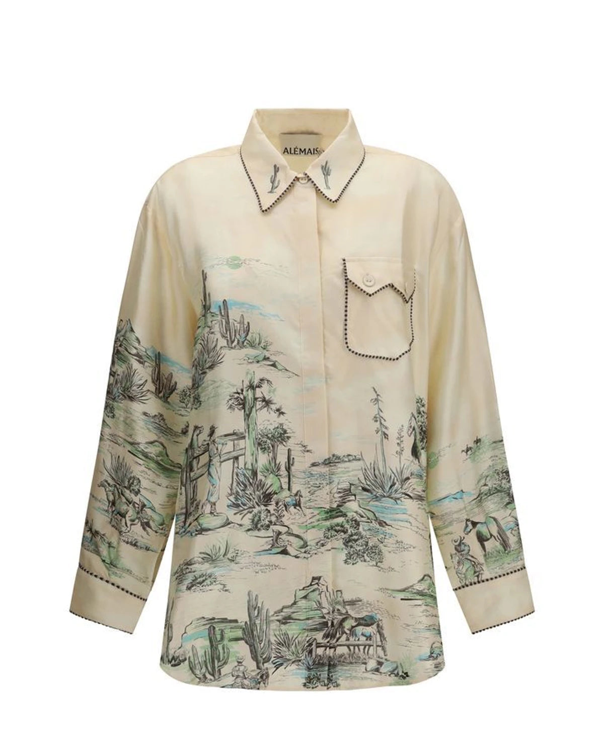 Alemais Dress Shirt in beige, Silk
