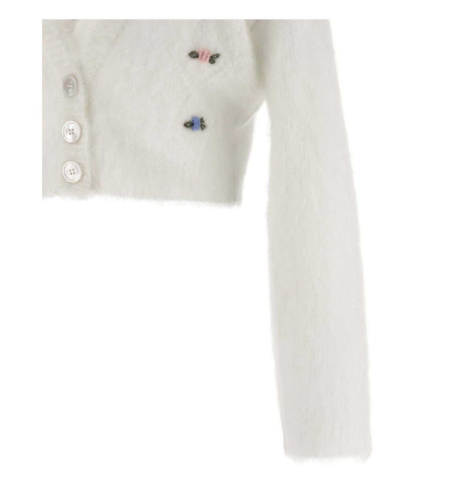 Alessandra Rich Cardigan in white, Mohair Wool — view 4