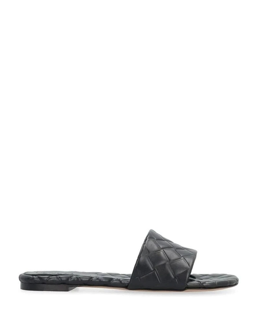Bottega Veneta Black Leather Lamb Mules Flats