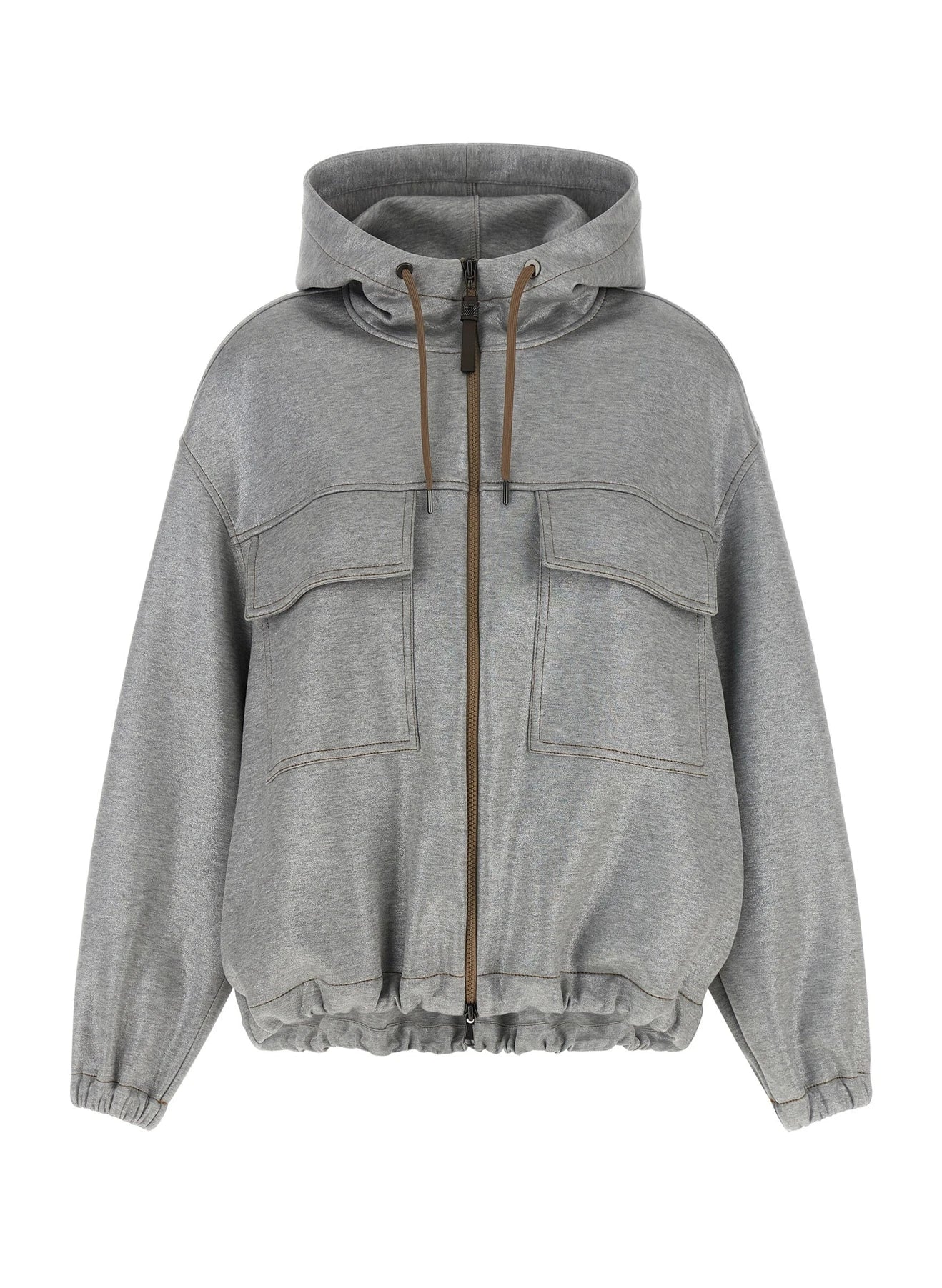 Brunello Cucinelli Bomber Jacket in silver, Cotton