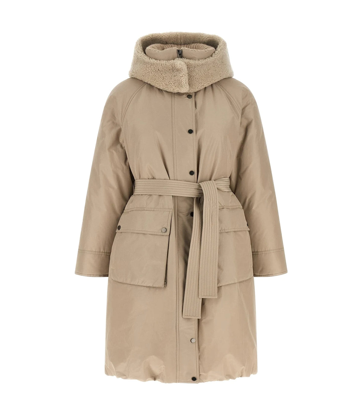Brunello Cucinelli Wrap Coat in beige, Cotton