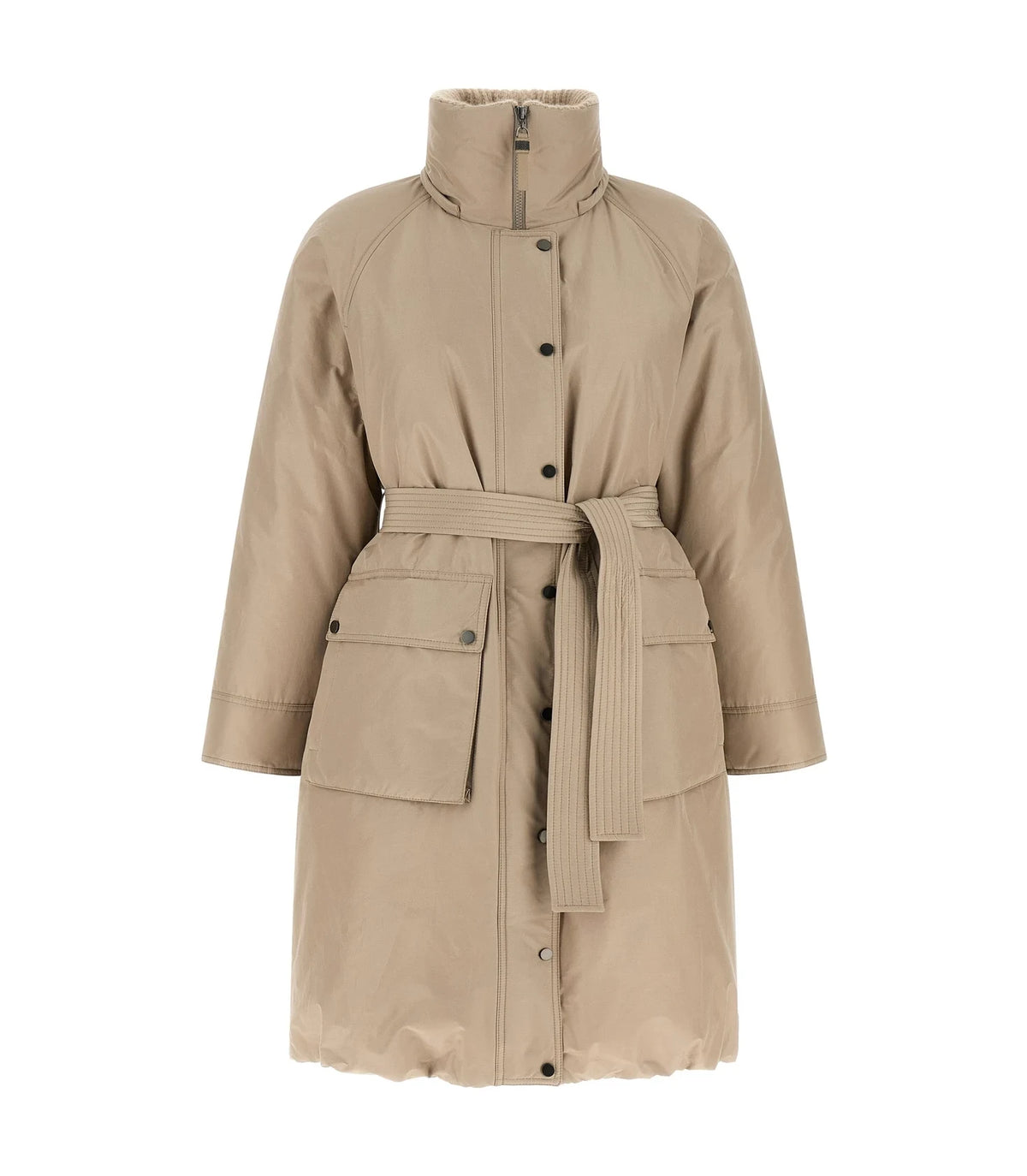 Brunello Cucinelli Wrap Coat in beige, Cotton — view 2