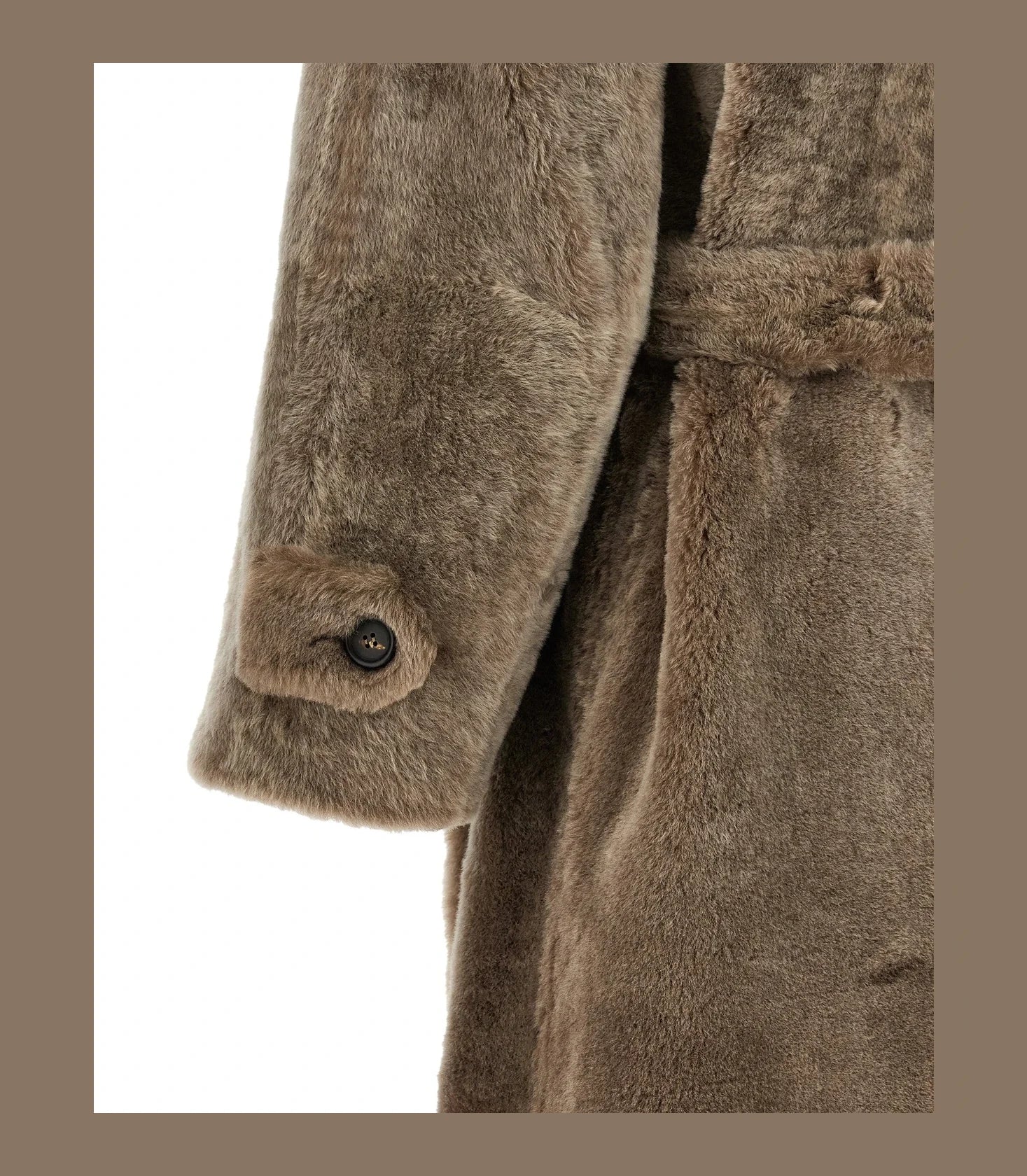 Brunello Cucinelli Wrap Coat in brown, Lamb Leather — view 4