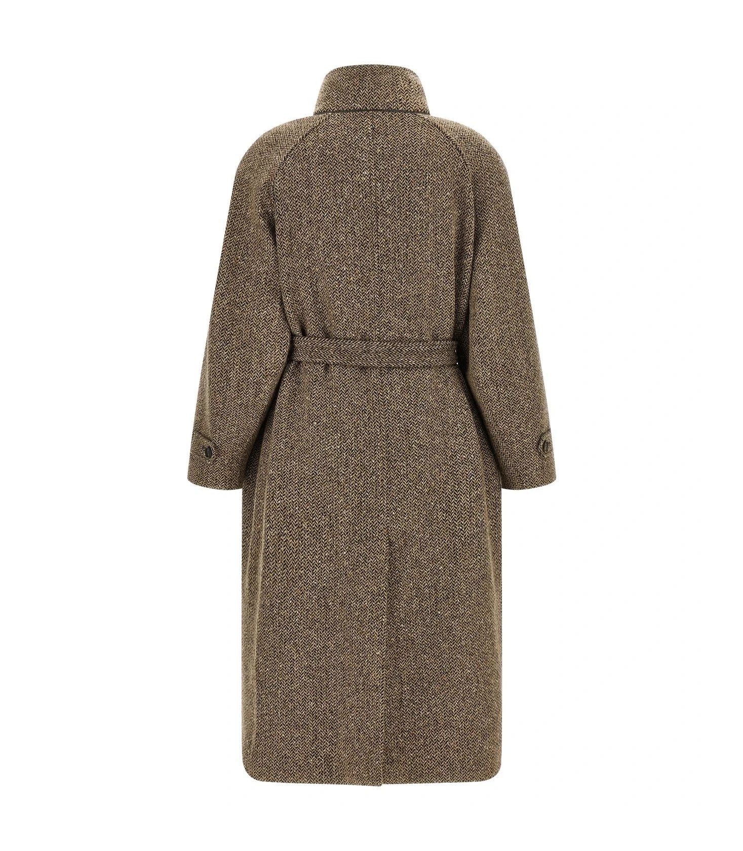 Brunello Cucinelli Wrap Coat in brown, Virgin Wool β view 2