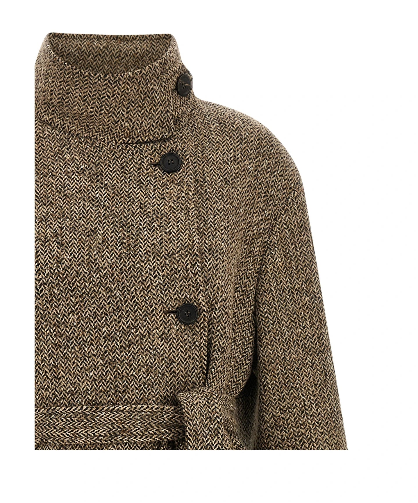 Brunello Cucinelli Wrap Coat in brown, Virgin Wool β view 3