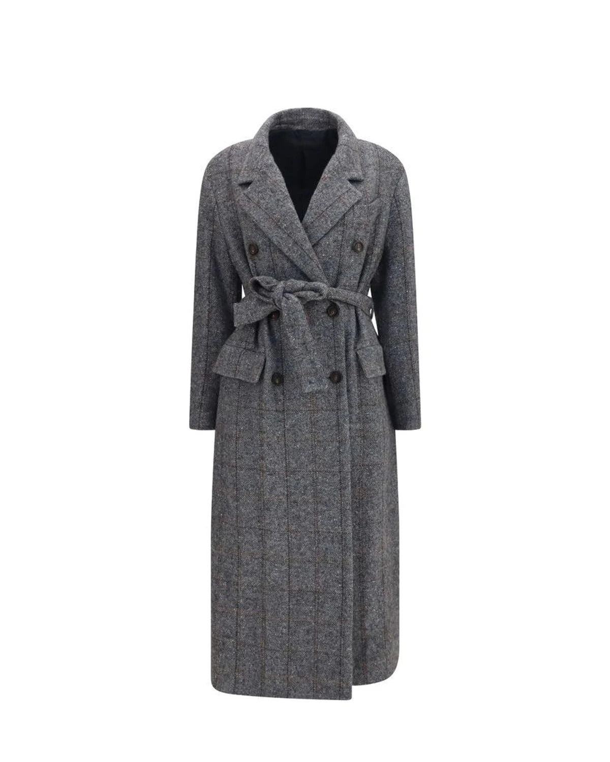 Brunello Cucinelli Wrap Coat in gray, Alpaca Vicugna