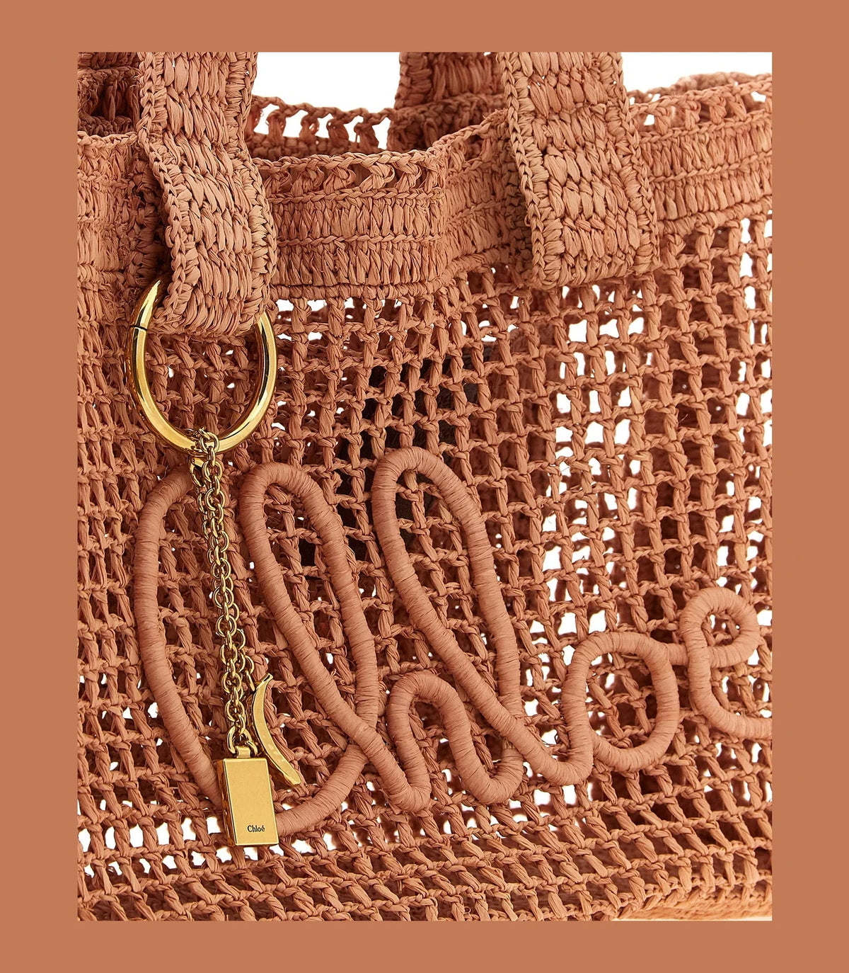 Chloé Tote Bag in pink, Raffia — view 3