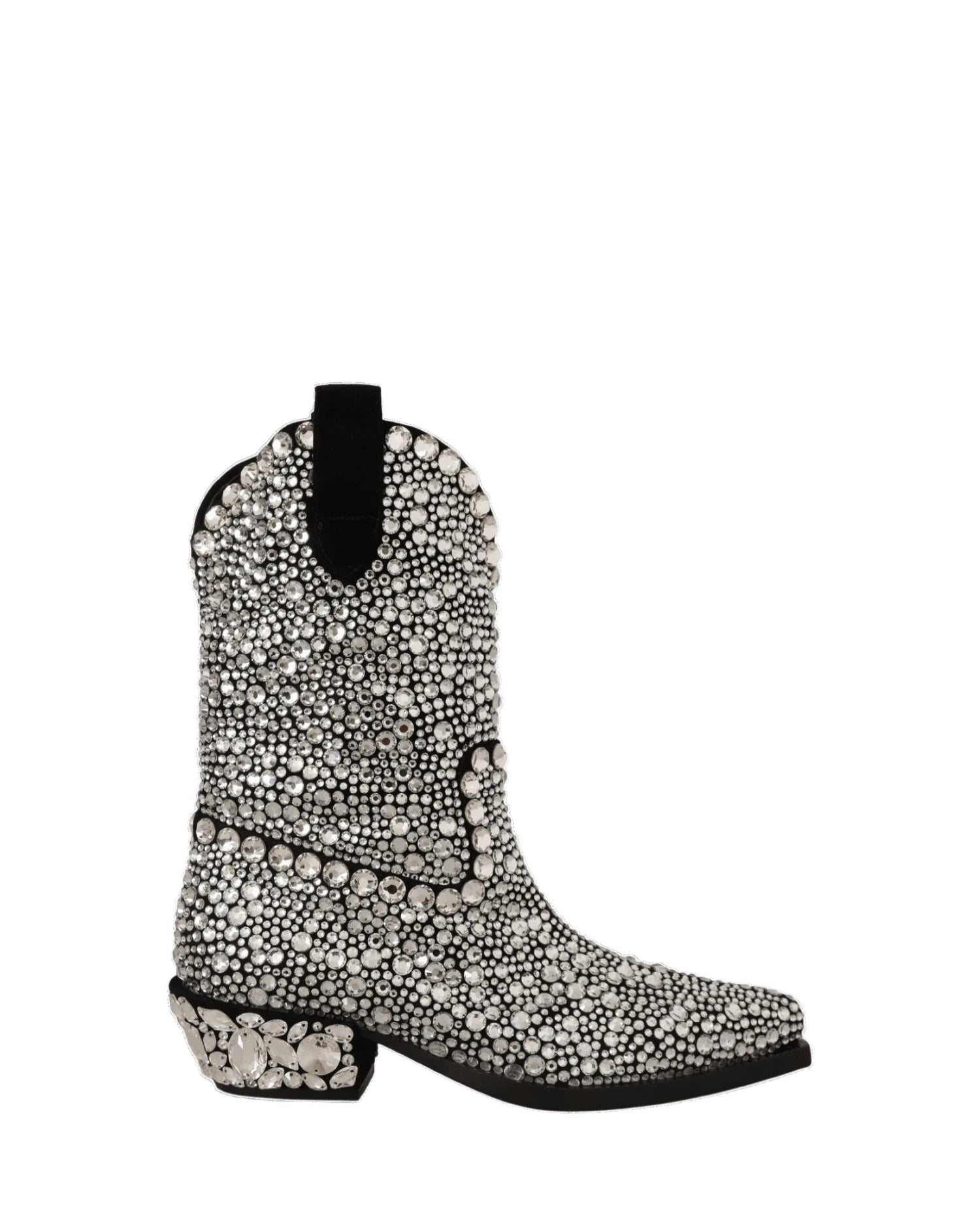 Dolce & Gabbana Black Crystal-Embellished Suede Boots Boots
