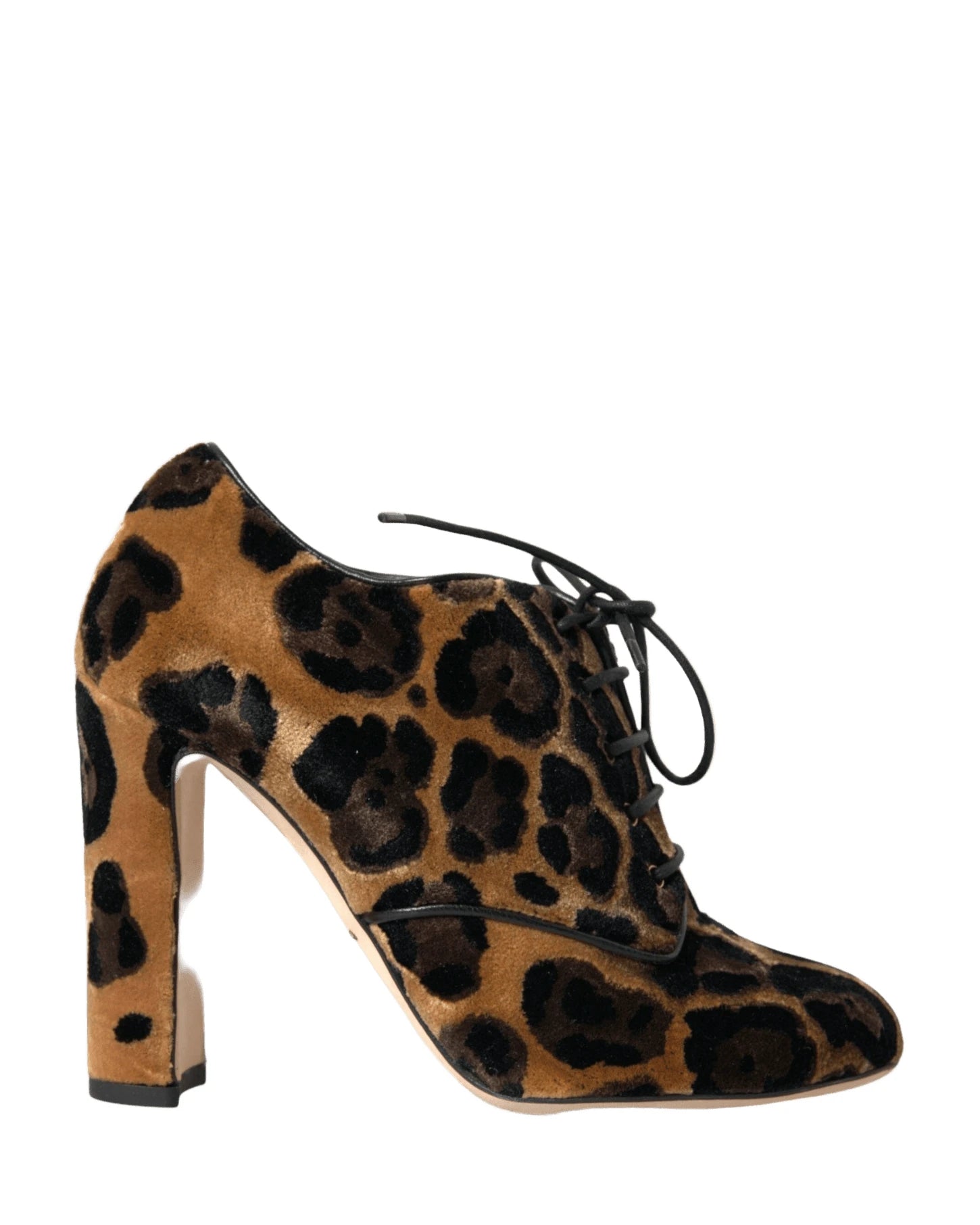 Dolce & Gabbana Brown Leopard Hair Lace Up Booties Shoes Boots