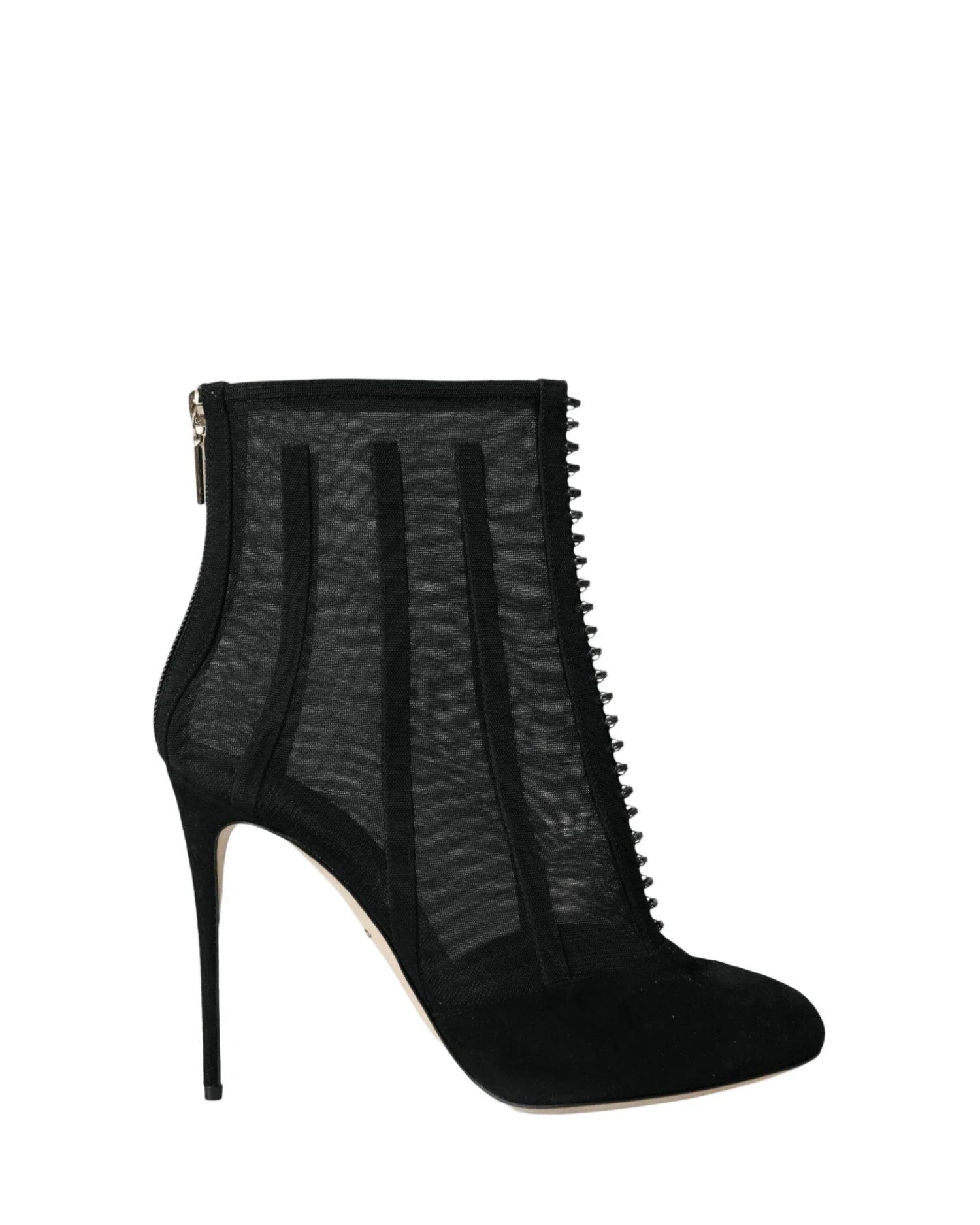 Dolce & Gabbana Black Mesh Stiletto Heels Ankle Boots Shoes Boots