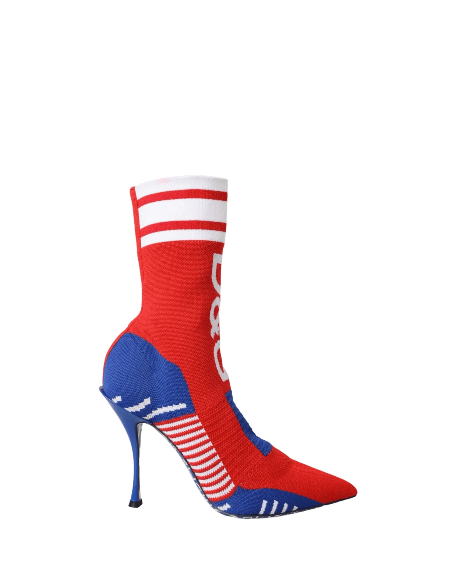 Dolce & Gabbana Red Blue Stretch Sock Style Ankle Boots Logo Shoes Glam Steals